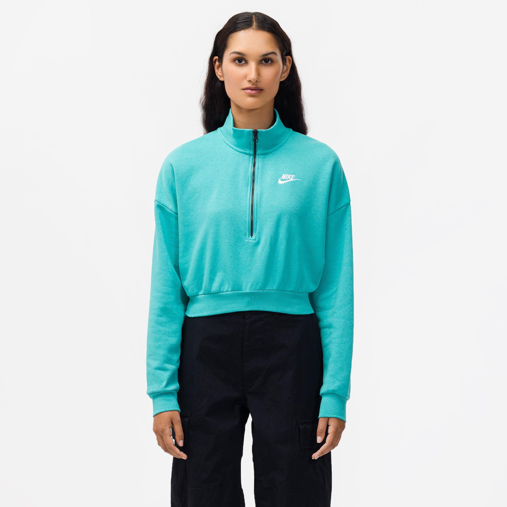 Nike Sportswear Essential Cropped Fleece Jacket in Blue | Lyst