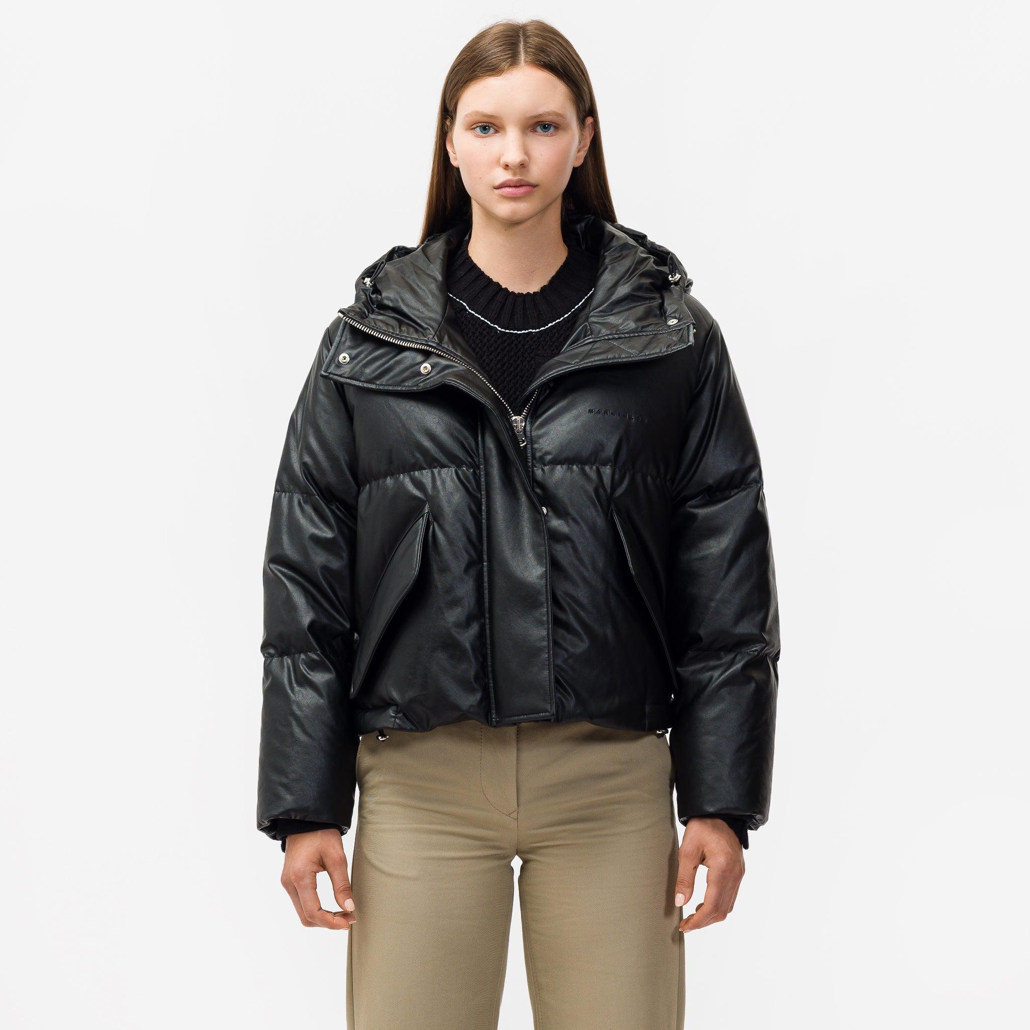 MM6 by Maison Martin Margiela Cropped Down Jacket in Black | Lyst