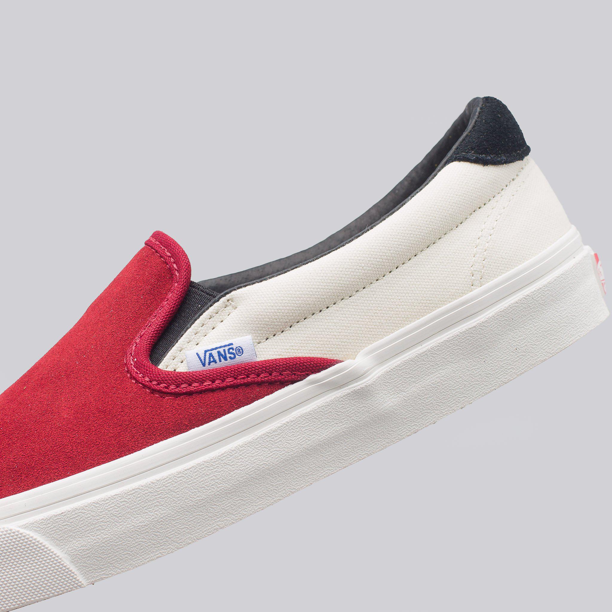 red dahlia slip on vans