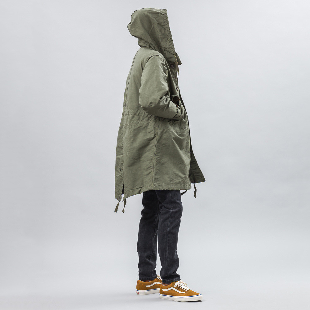 Engineered Garments Cotton Highland Parka In Olive Double Cloth in 