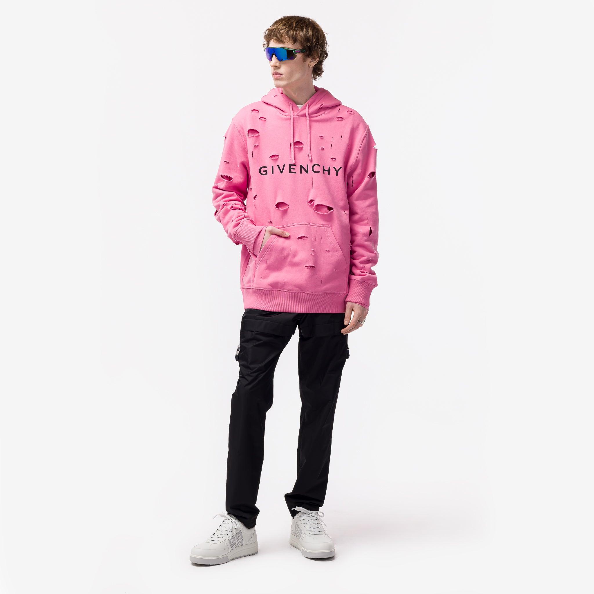 Givenchy Classic Fit Hole Hoodie in Pink for Men | Lyst