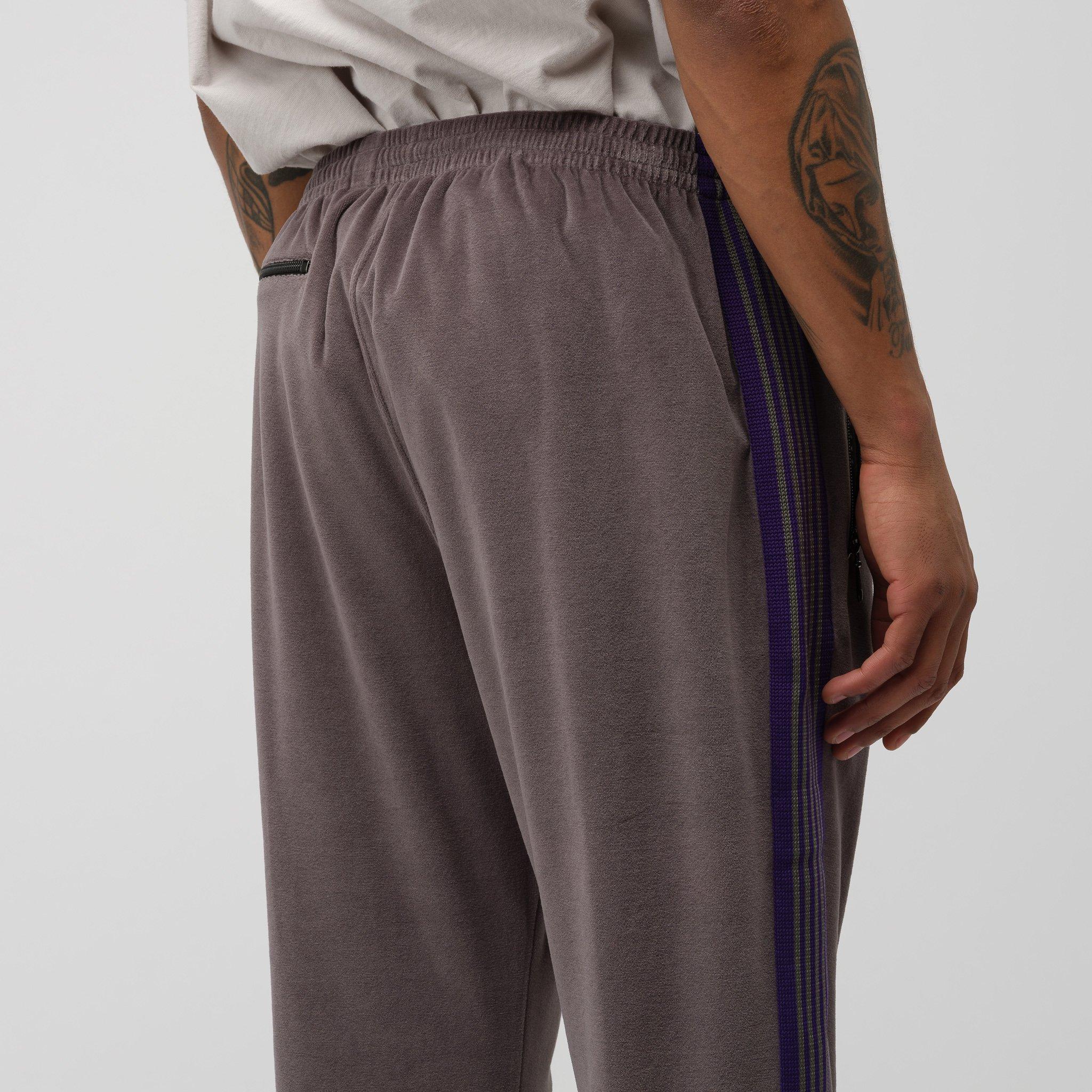 Needles Cotton Narrow Track Pant C/pe Velour In Grey in Gray for Men | Lyst