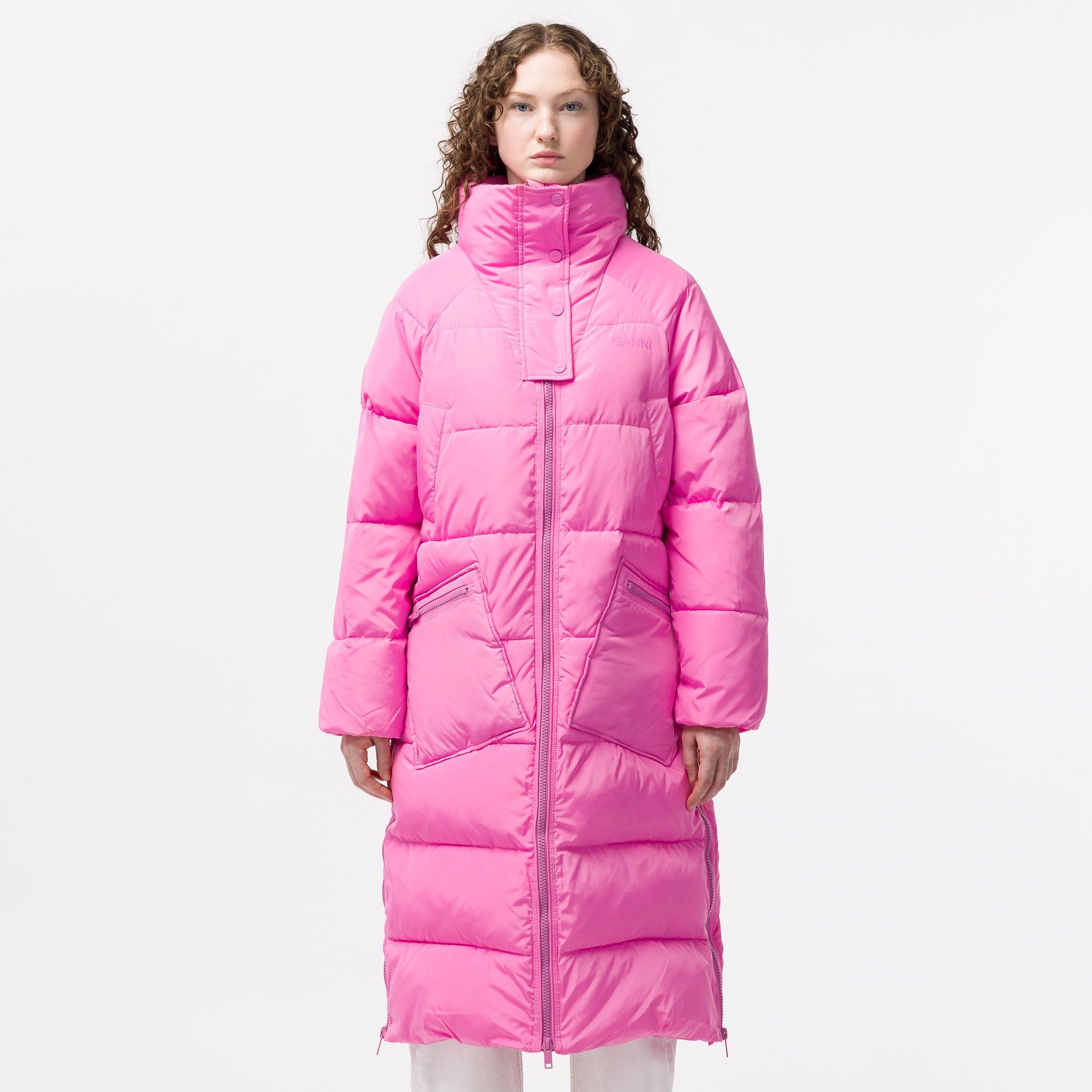 Ganni Tech Puffer Coat in Pink | Lyst