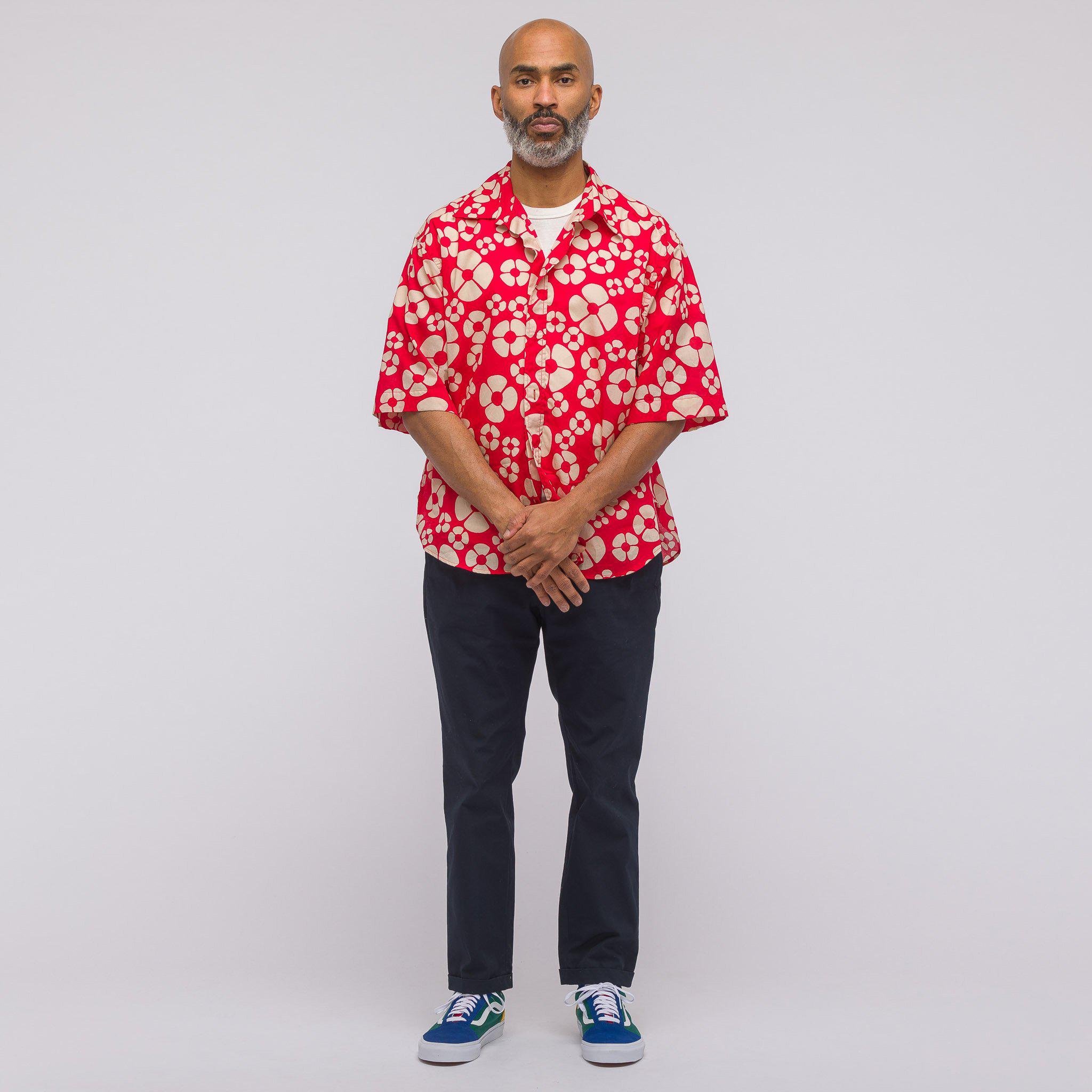 Marni Cotton Short Sleeve Sport Shirt In Red Print for Men - Lyst