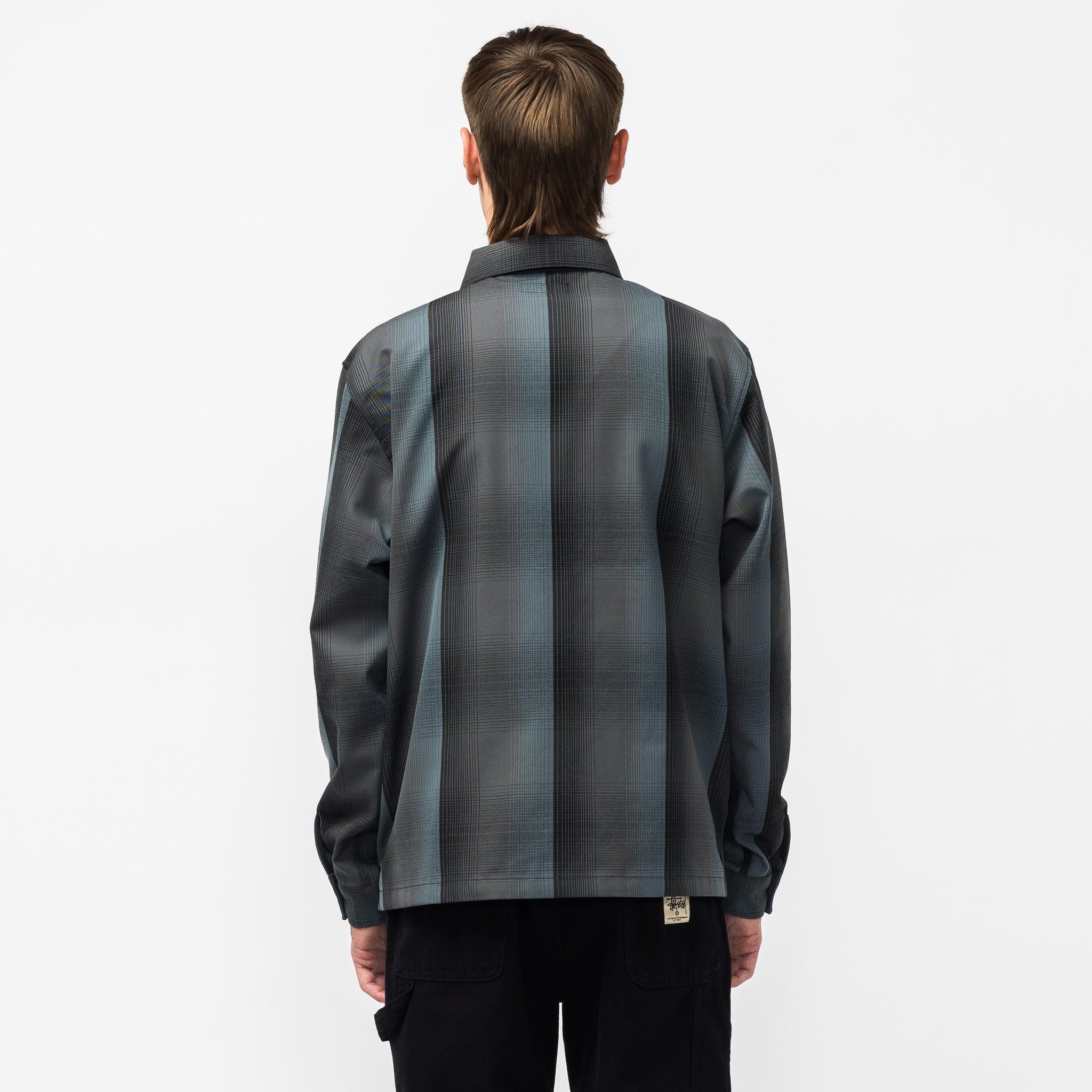 Stussy Synthetic Shadow Plaid Zip Shirt in Charcoal (Gray) for Men 