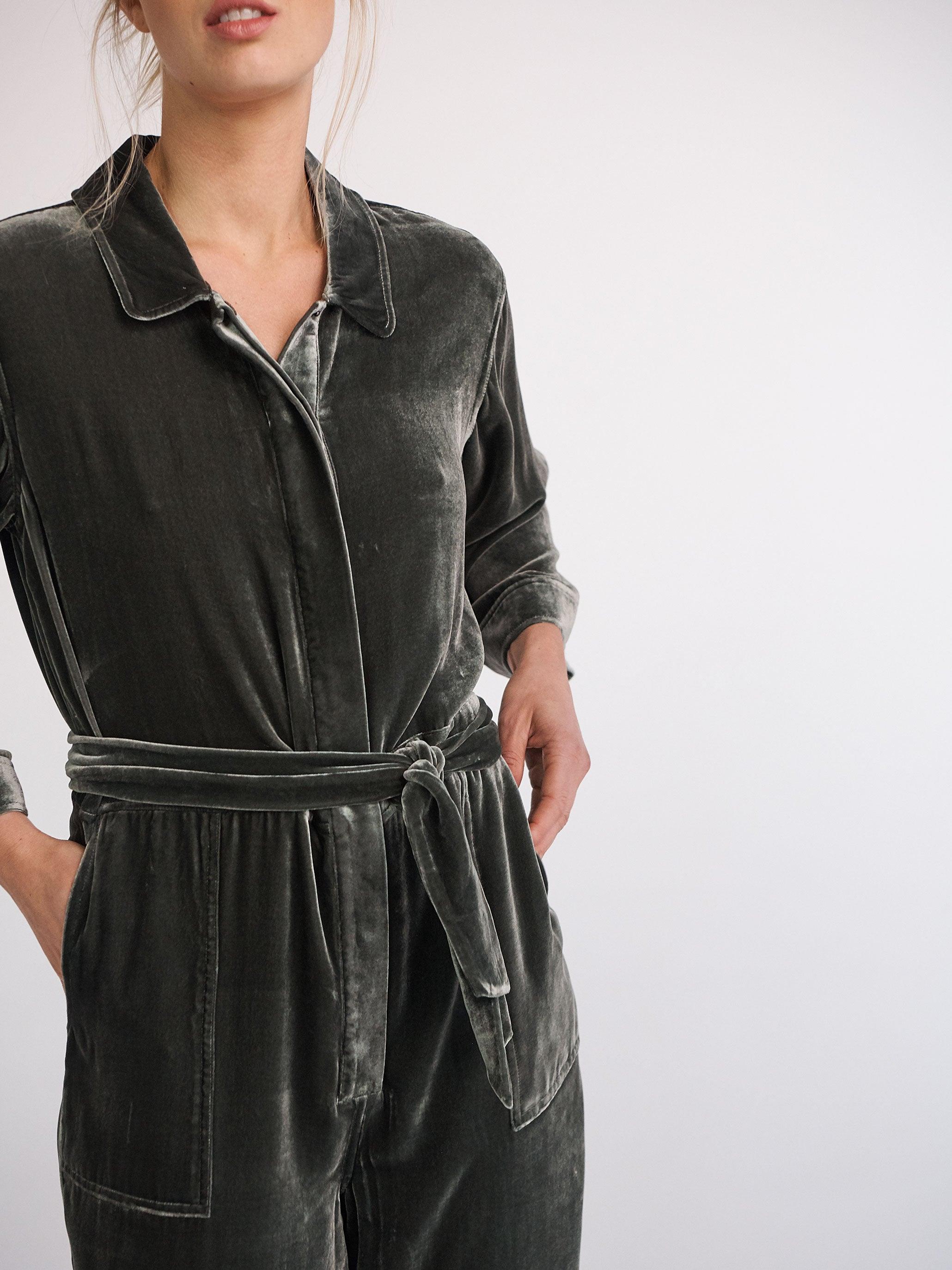 Nrby Pip Velvet Jumpsuit in Black