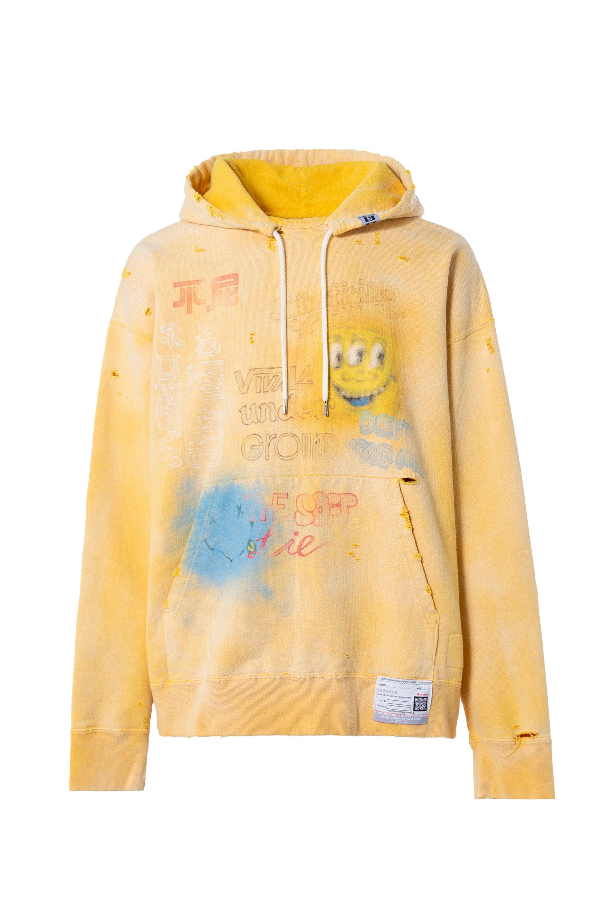 Maison Mihara Yasuhiro Bleached Hoodie in Yellow for Men | Lyst