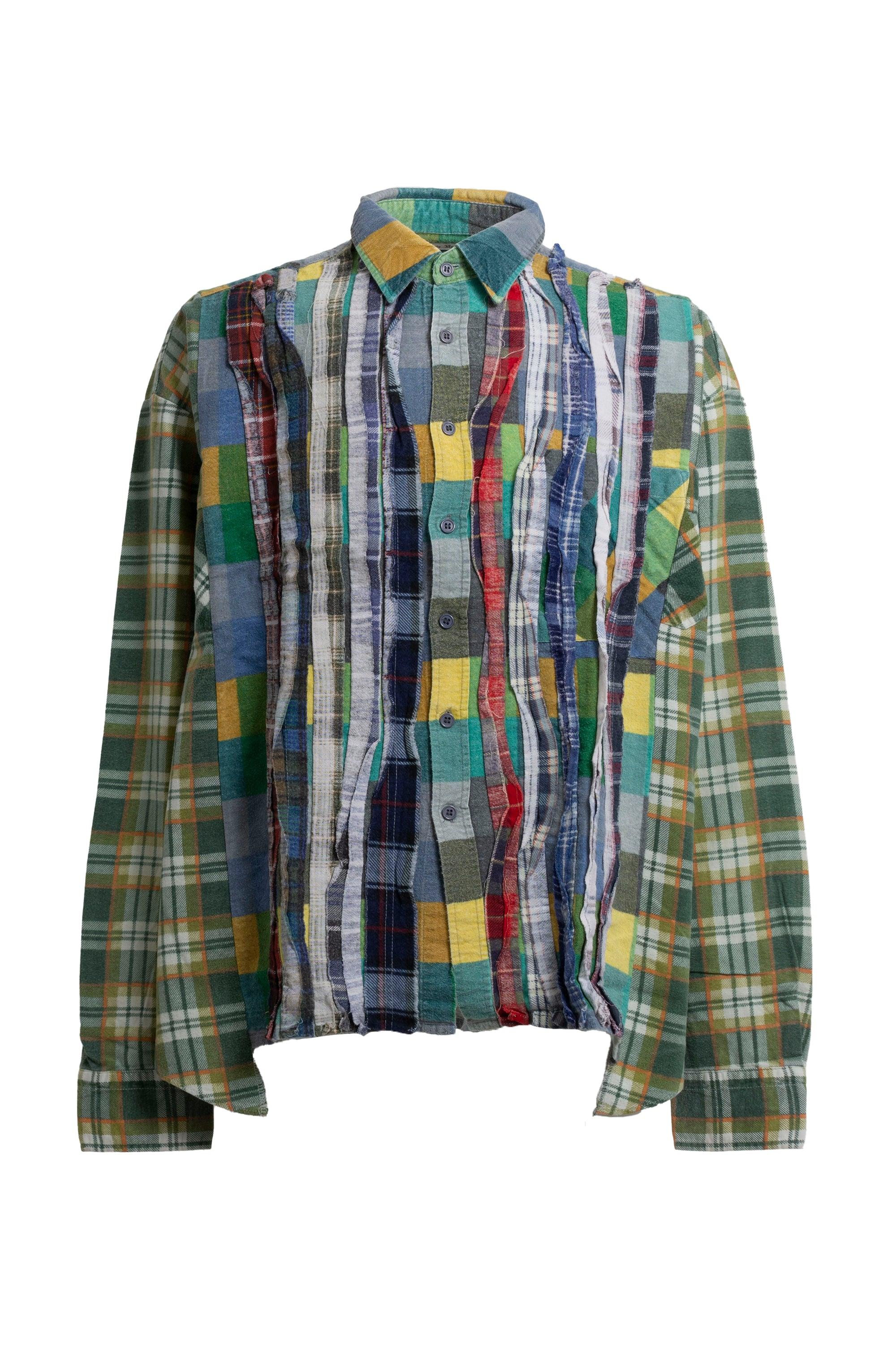 Rebuild by Needles Flannel Shirt -> Ribbon Wide Shirt in Green for Men |  Lyst UK