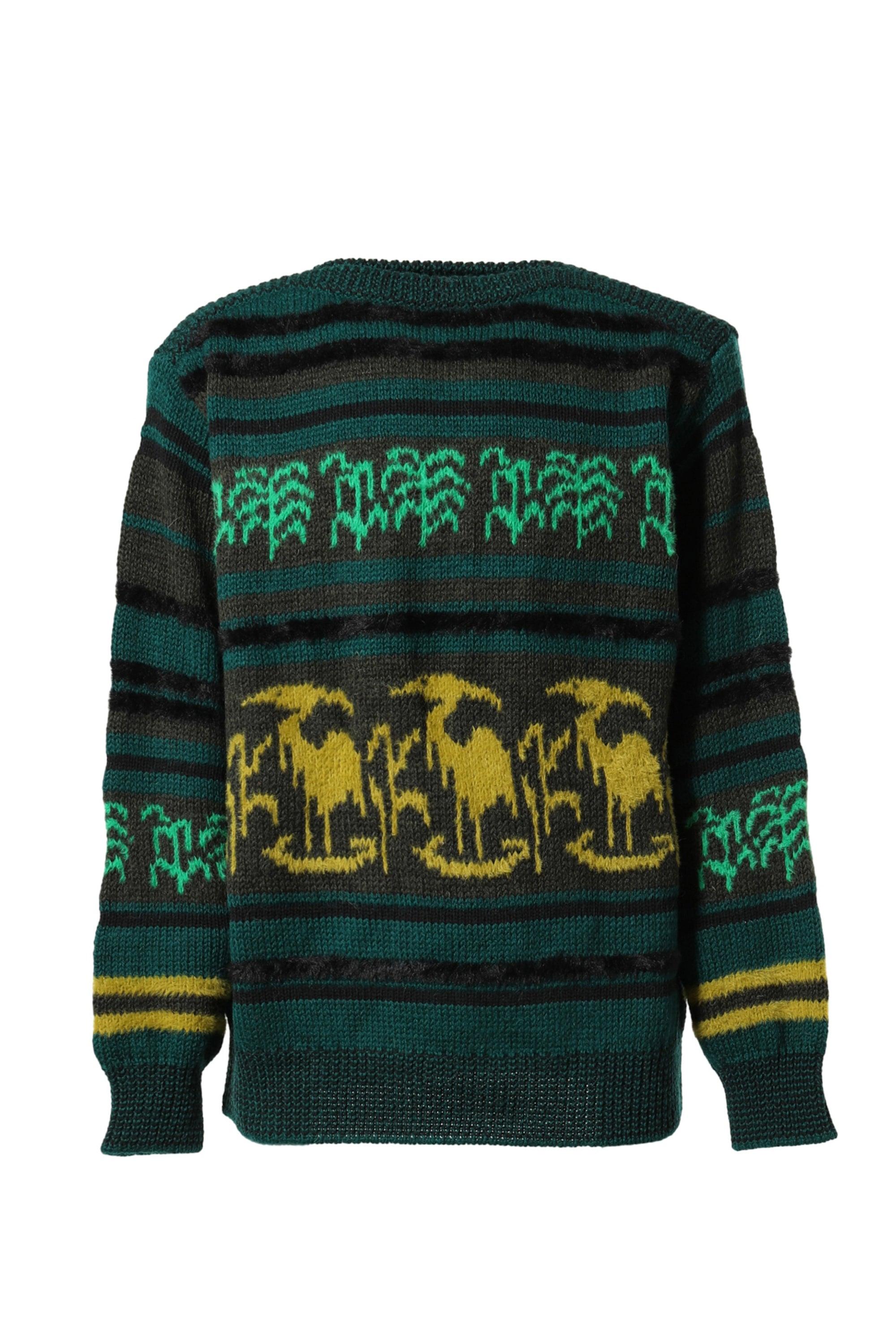 Toga Virilis Wool Jacquard Knit Pullover in Green for Men | Lyst