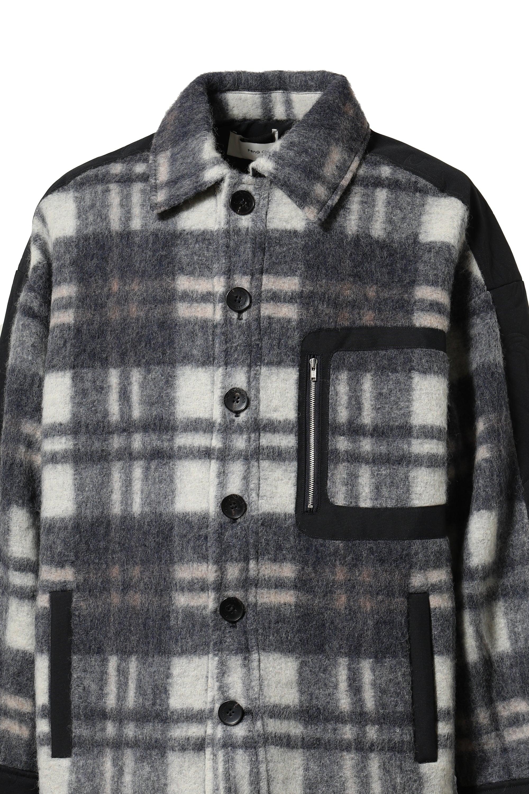 Feng Chen Wang Flannel Shirt With Quilt Phoenix in Black for Men