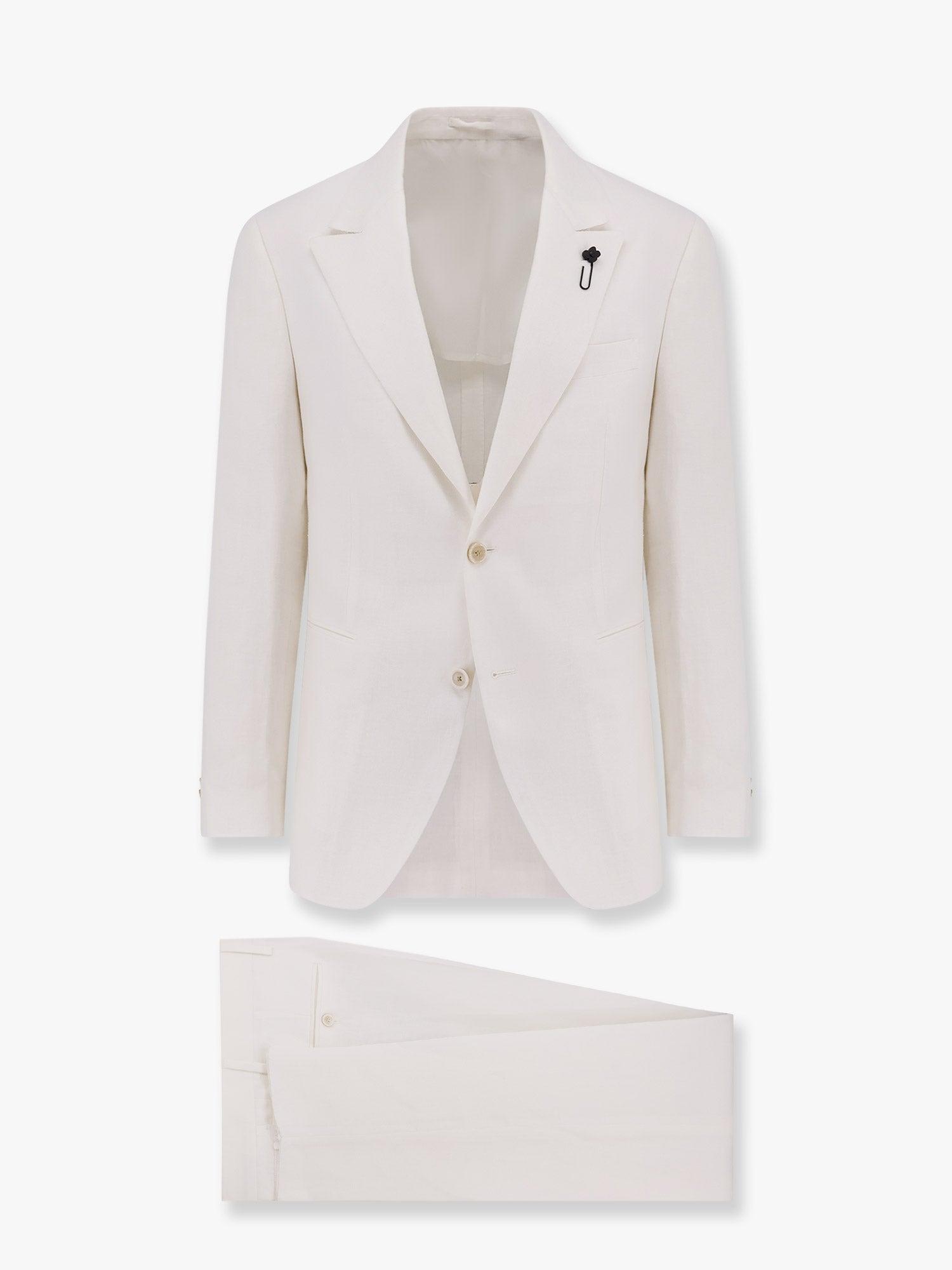 Lardini Feeling Linen Suit With Removable Iconic Brooch in