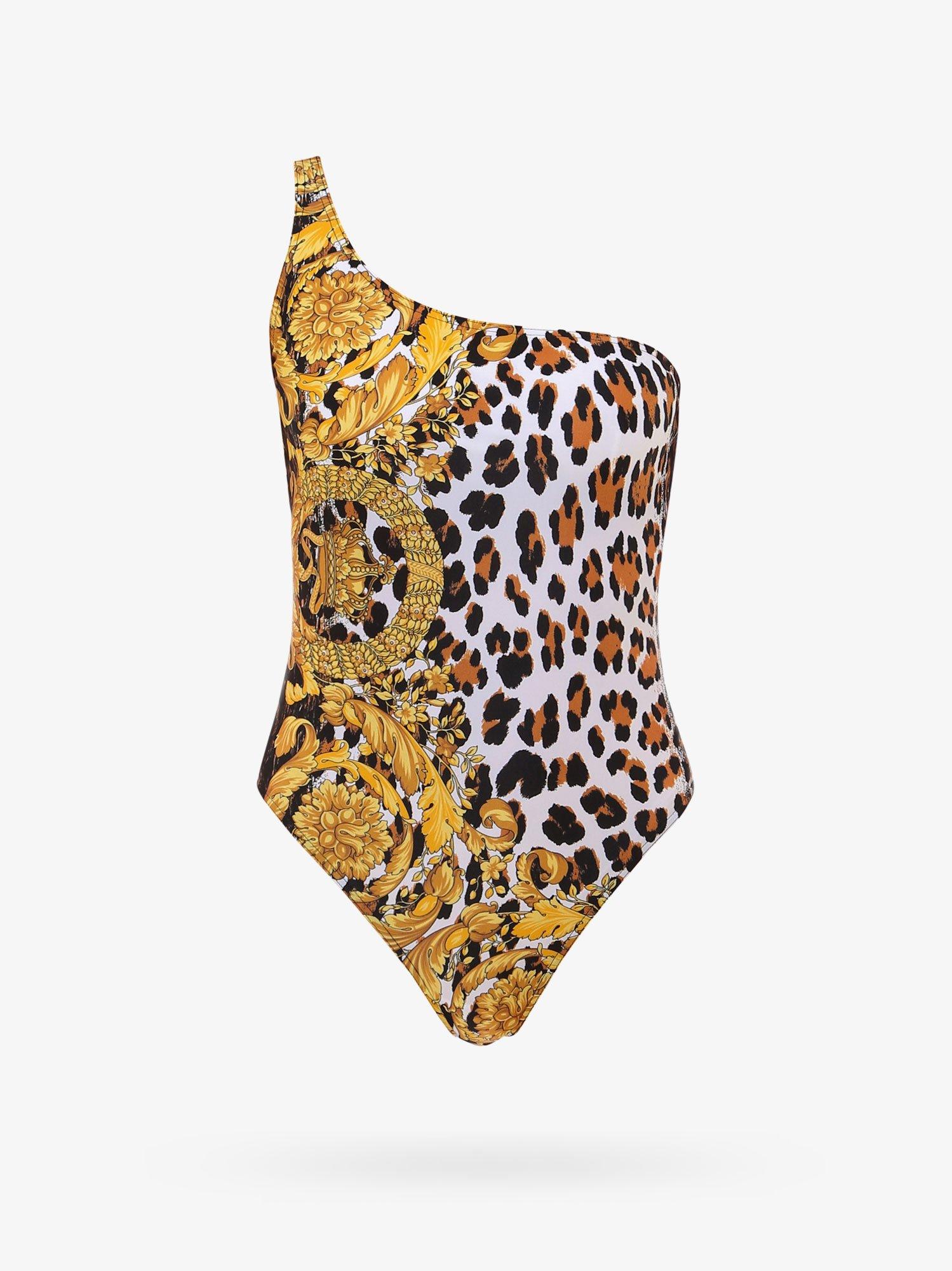 Versace One Shoulder Barocco Print Swim Suit in Yellow - Lyst