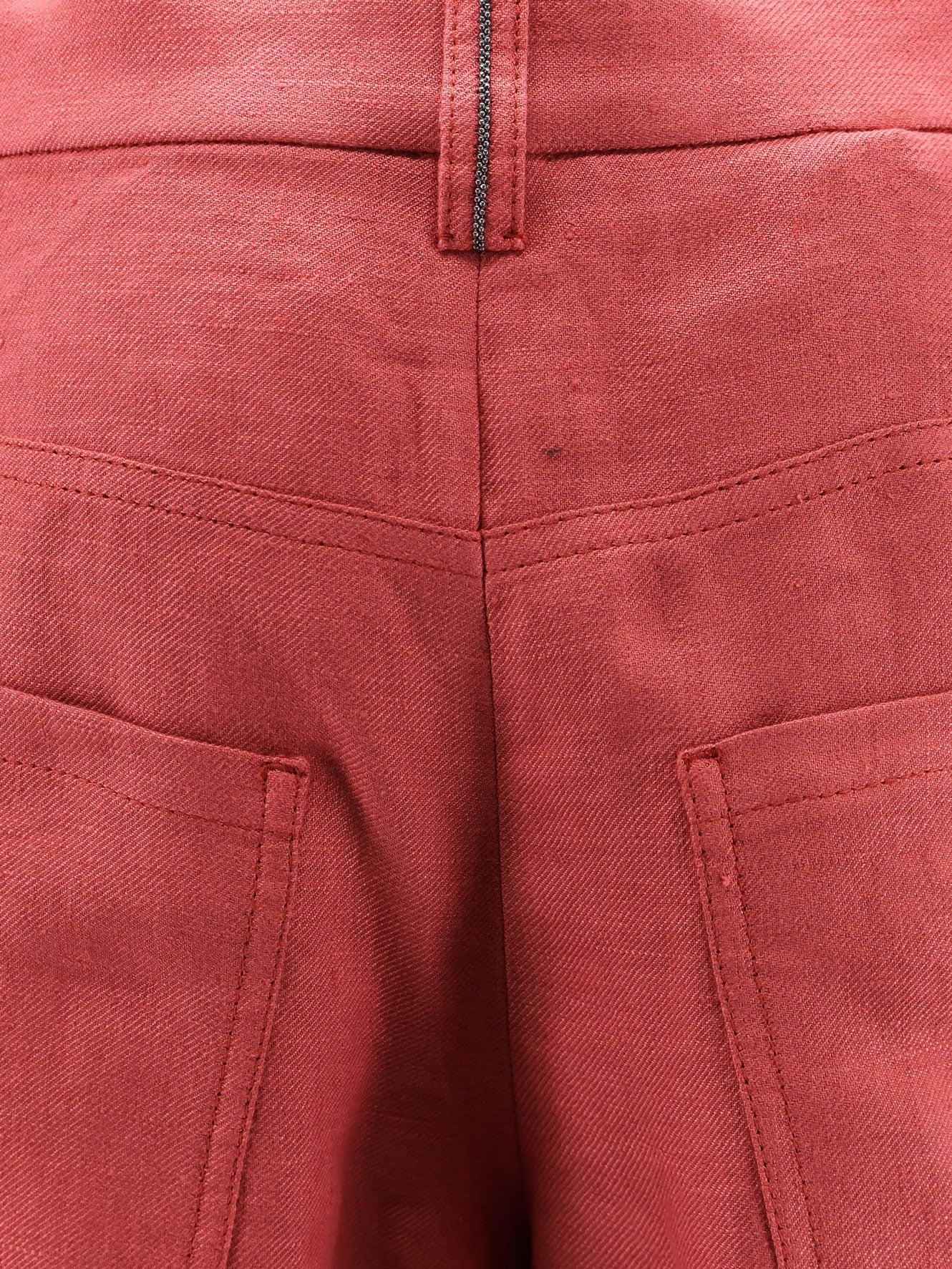 パンツ BRUNELLO CUCINELLI Hemp linen trousers Monili Rosso Brunello Cucinelli Hemp And Linen Trousers With Monili