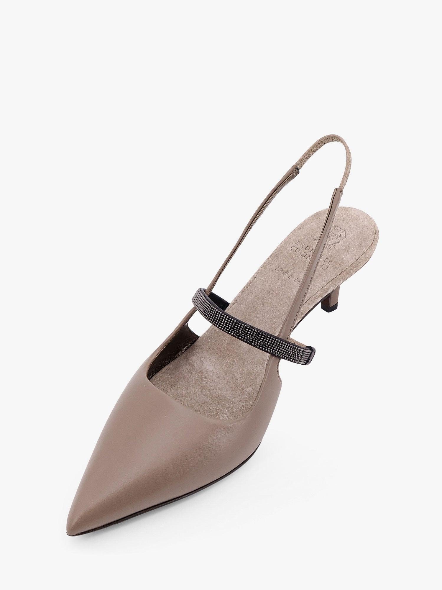 バレエシューズ BRUNELLO CUCINELLI City leather slingback decollete Brunello Cucinelli City Leather Slingback Decollete in White