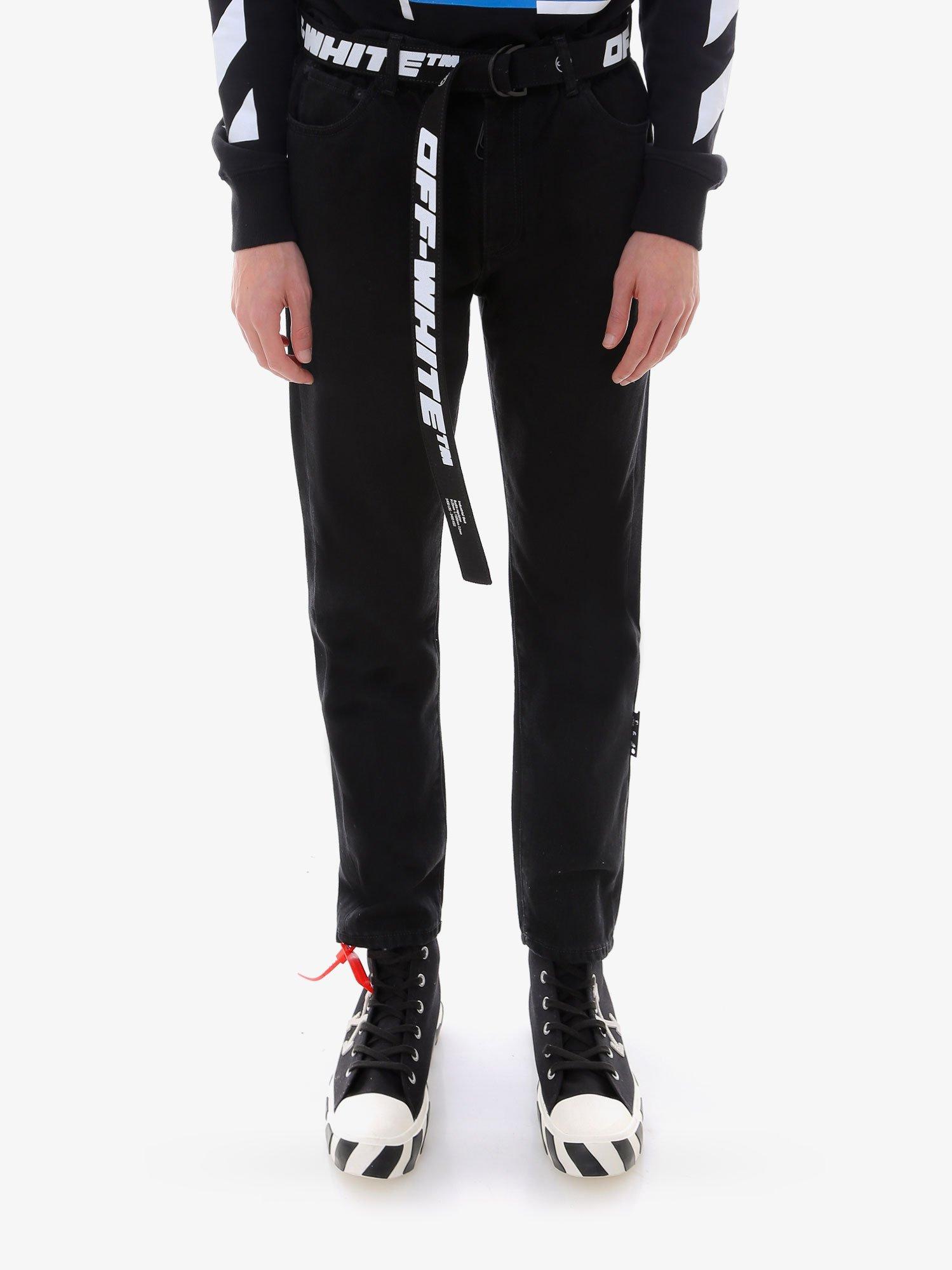 off white jeans jacket black