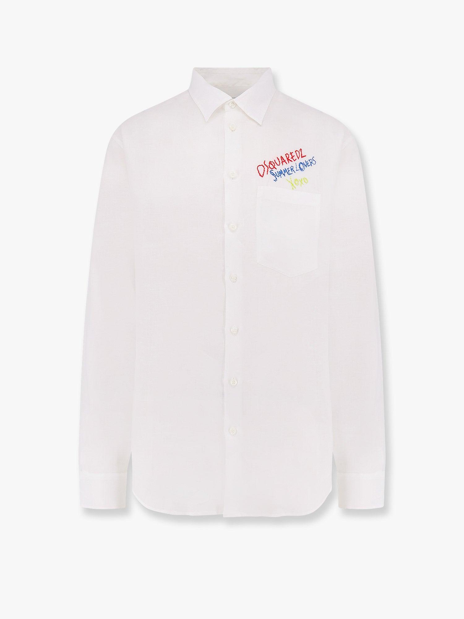DSquared² Summer Lovers Oversized Linen Shirt in White for