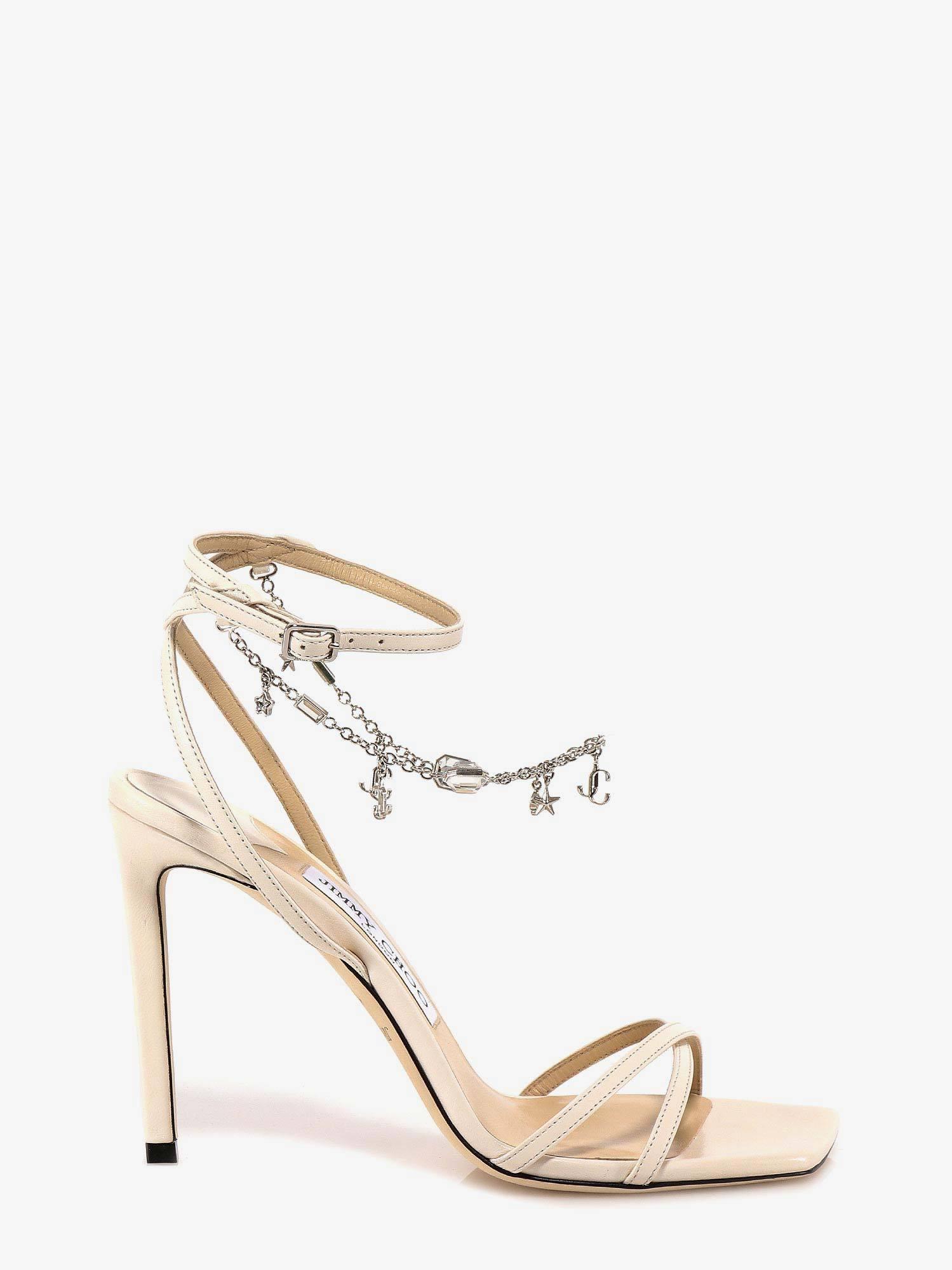 Jimmy Choo Metz 100 Leather Sandals in White | Lyst