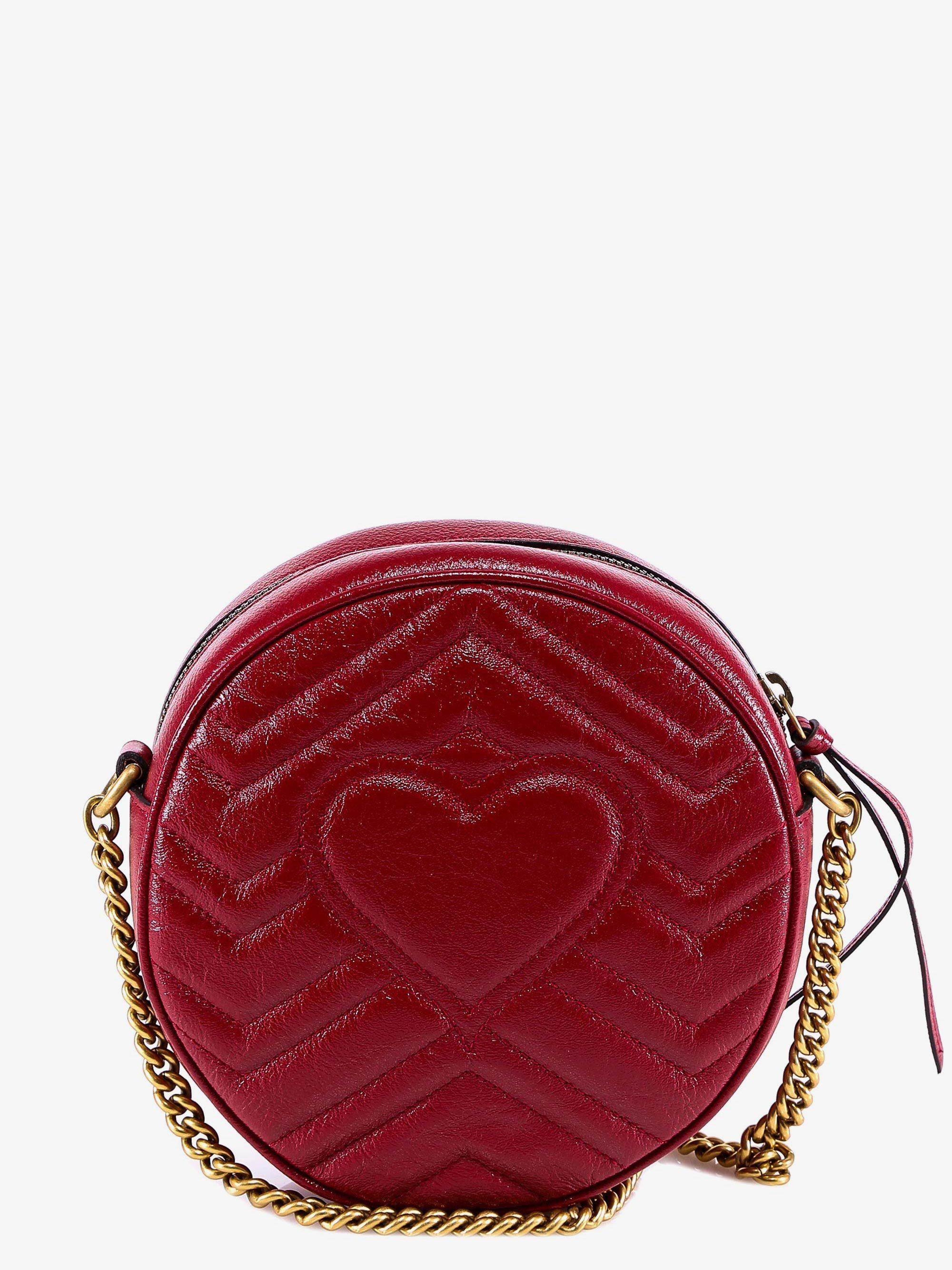 Gucci GG Marmont Mini Round Shoulder Bag Leather Ceris in Red