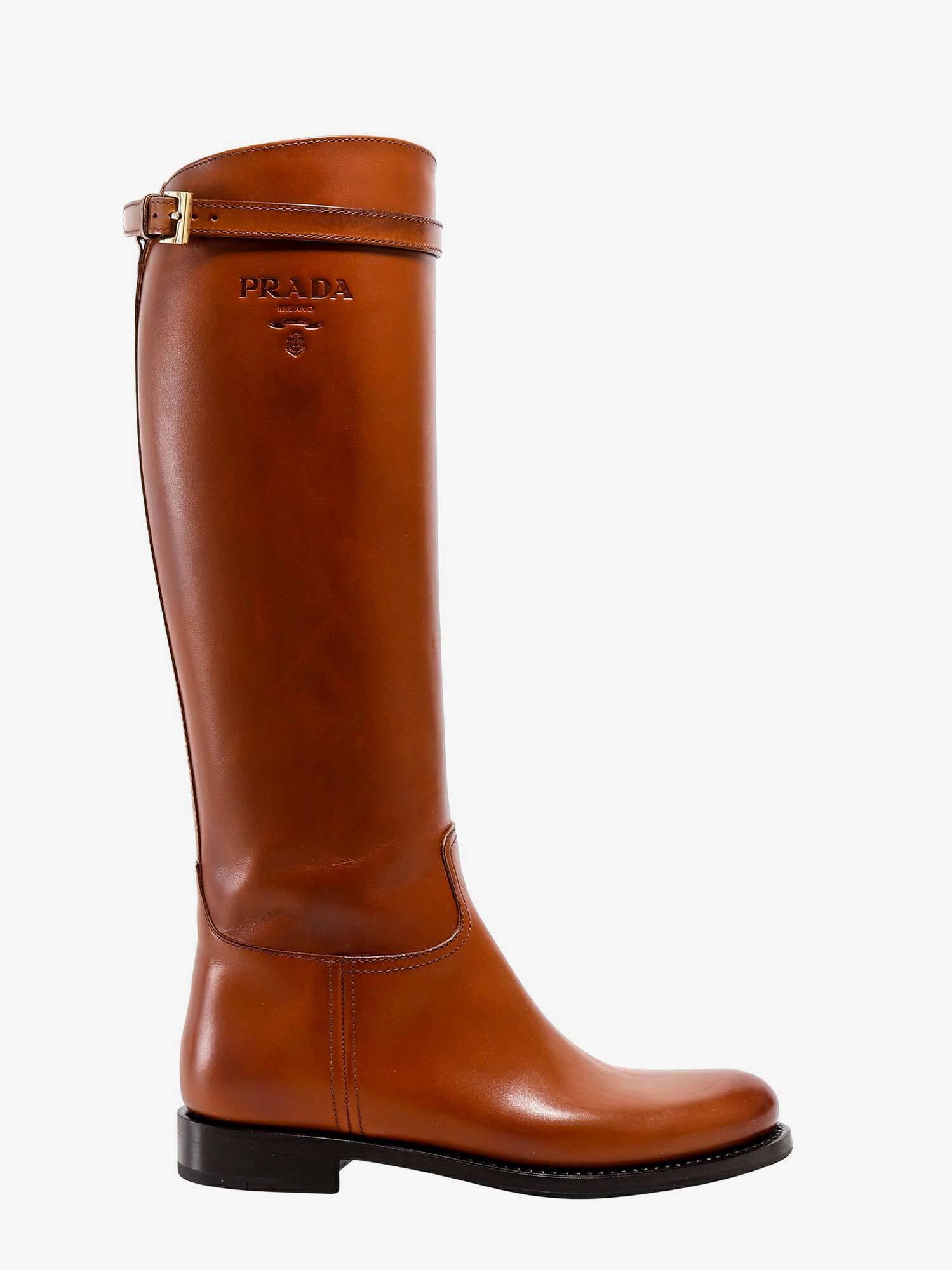 Prada brown top leather boots