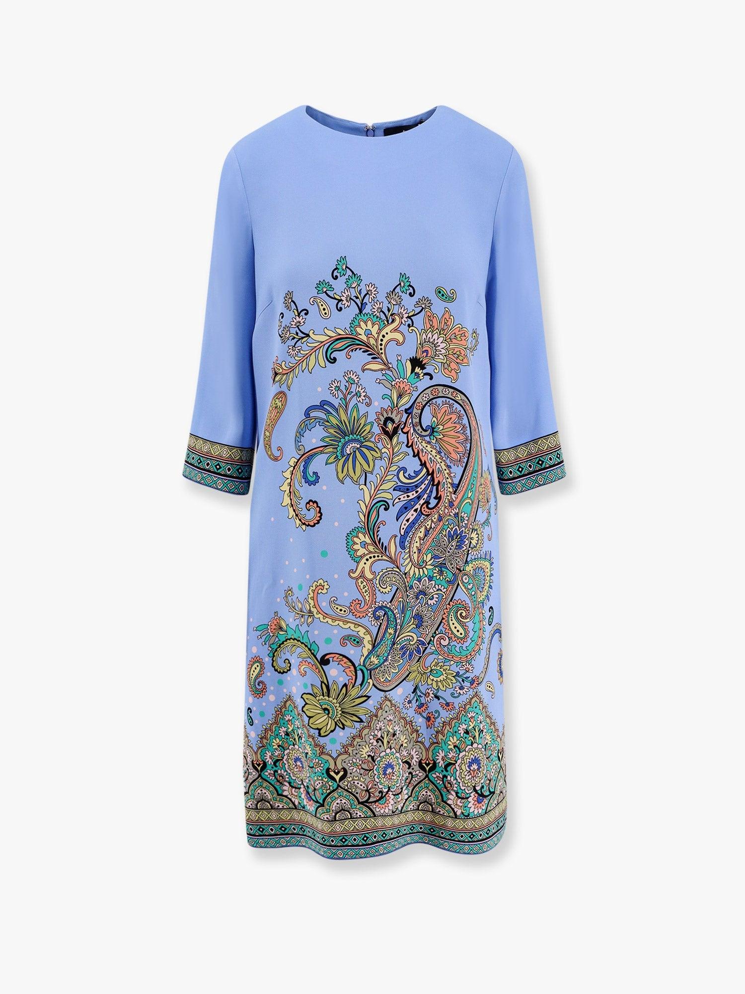 ワンピース ETRO Stretch viscose dress with iconic print Etro Stretch Viscose Dress With Iconic Print in Blue | Lyst