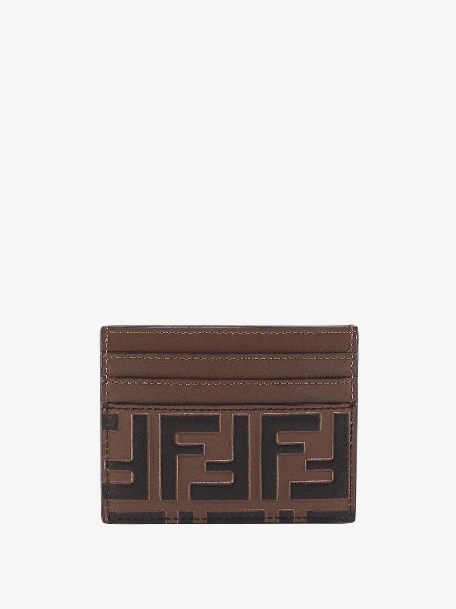Fendi Ff Leather Card Holder in Brown