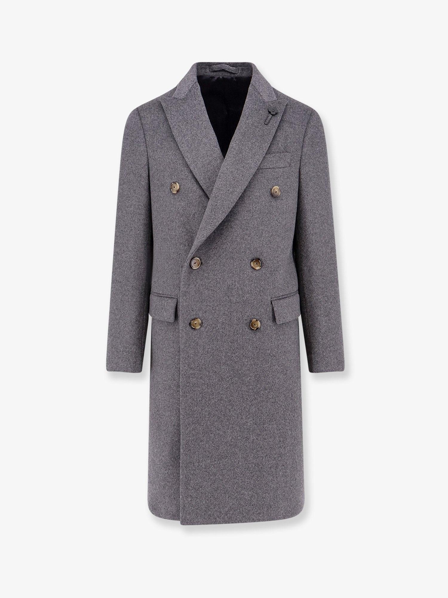 Lardini Virgin Wool Peak Lapel Coat in Grey for Men Lyst UK
