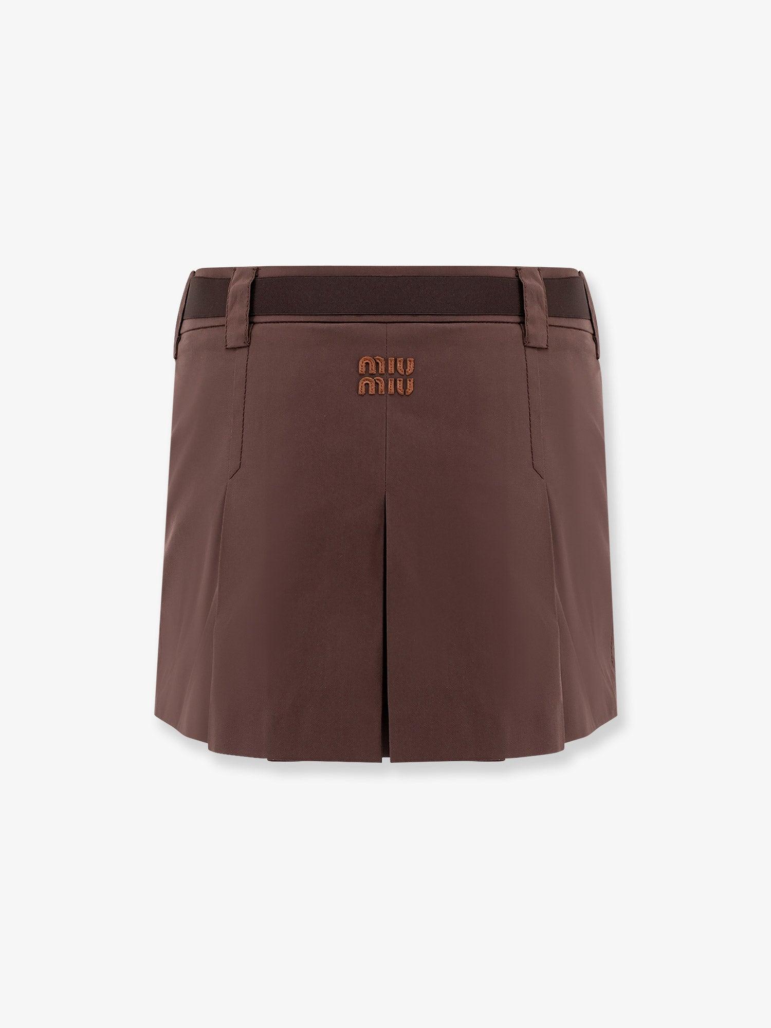 ミニスカート MIU MIU Panama pleated mini skirt with belt Miu Miu Panama Pleated Mini Skirt With Belt in Brown | Lyst
