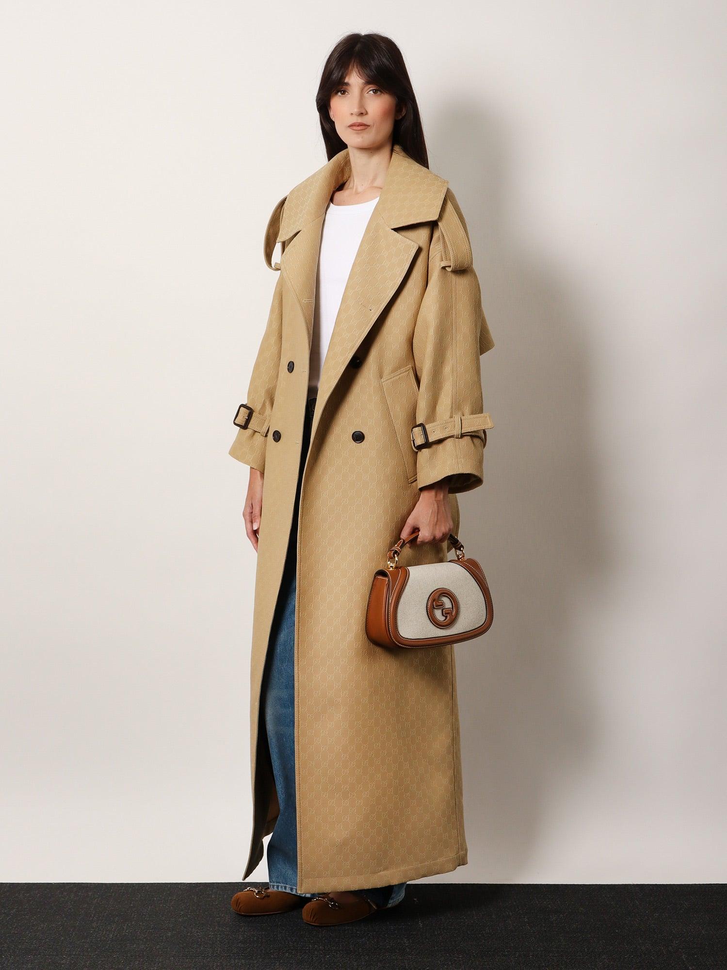 コート Wool and silk crepe coat with all-over GG motif Gucci Wool And Silk Crepe Coat With All-Over Gg Motif in