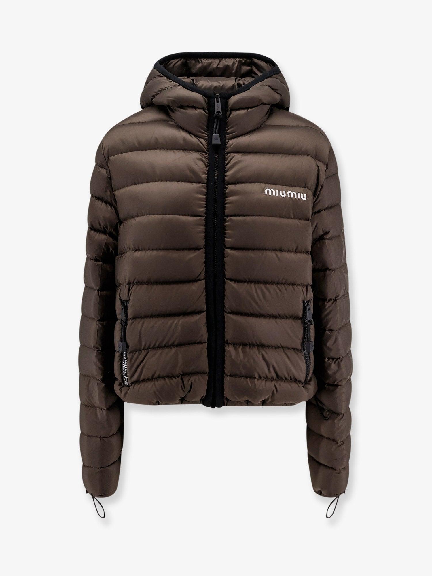 【関税&送料込】Miu Miu Recycled Polyester Hooded Down Jacke Miu Miu Hooded Jacket | Brown | FARFETCH