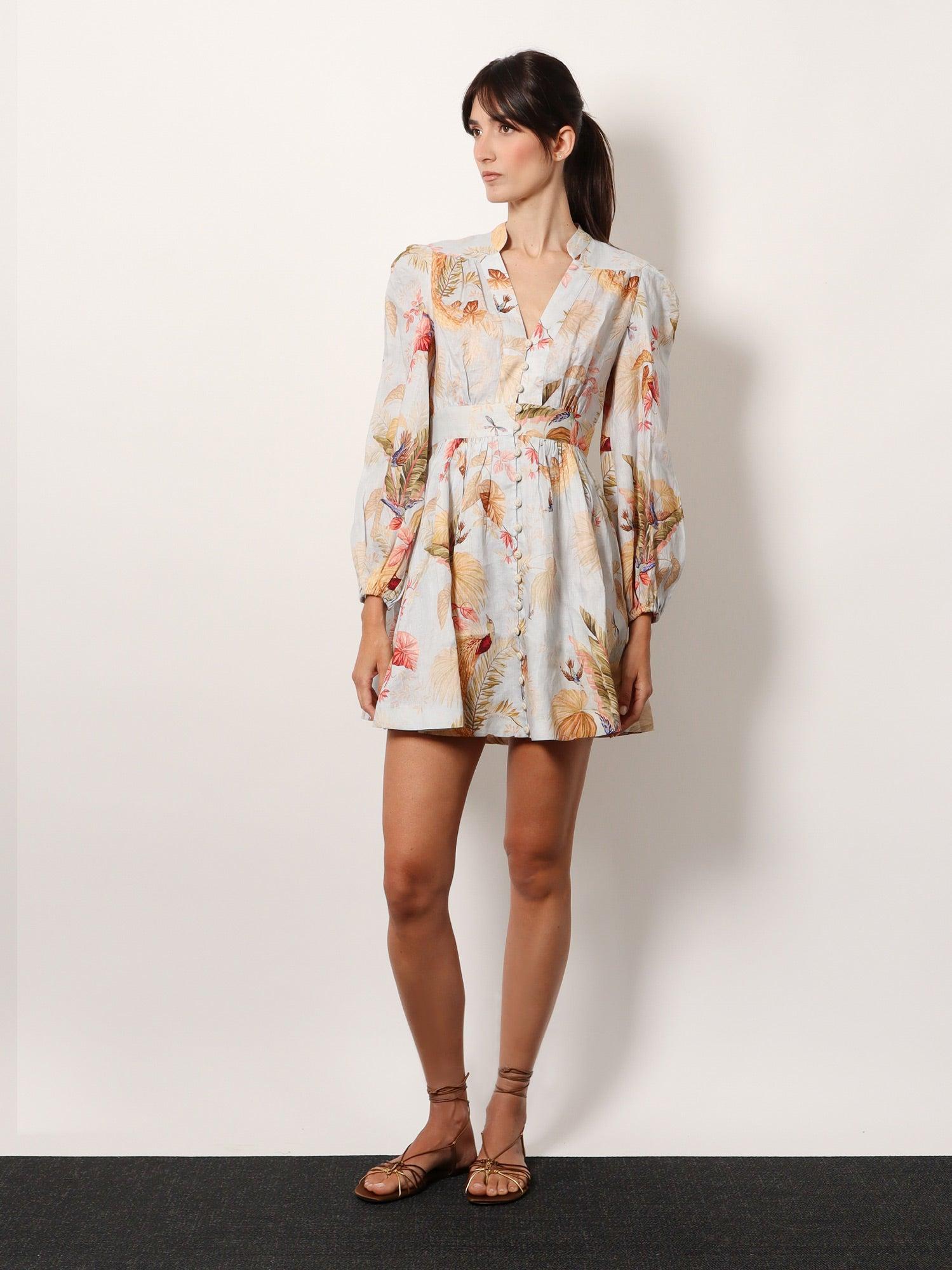 Zimmermann Ascension Plunge Linen Short Dress in White | Lyst