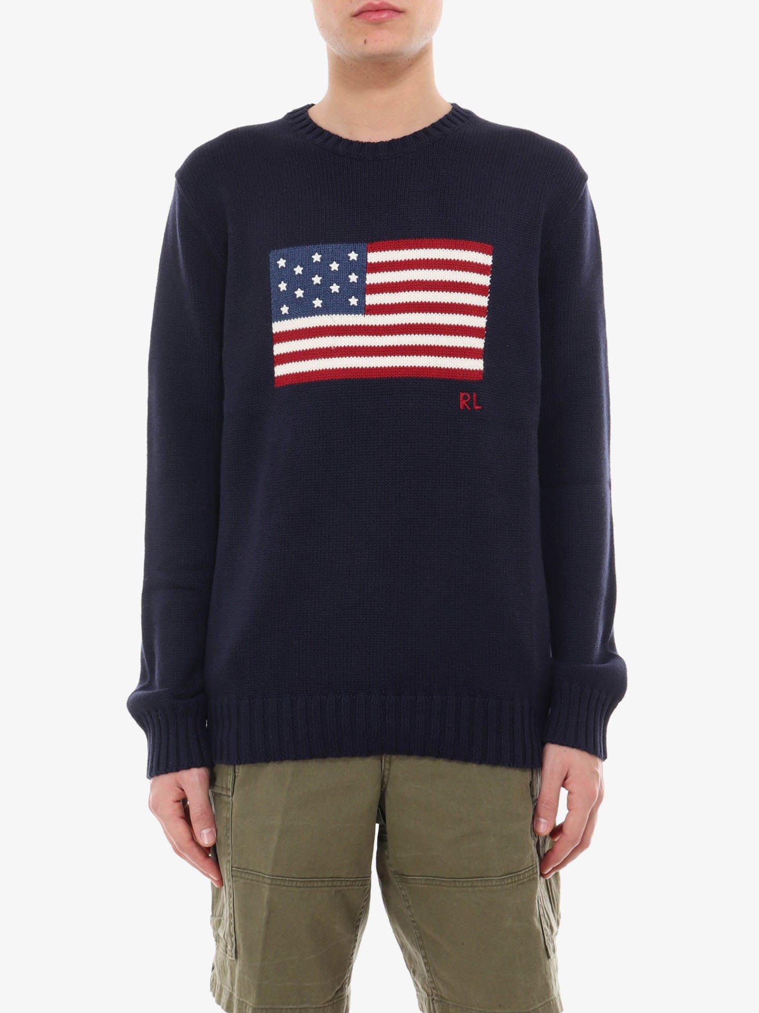 Ralph Lauren American Flag Cotton Knit Sweater in Blue for Men | Lyst UK