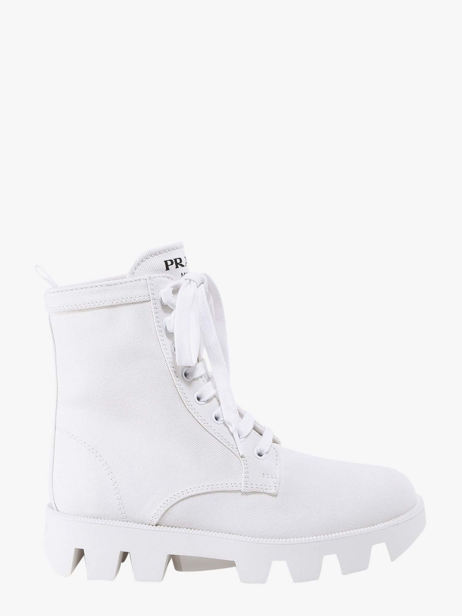 Prada Canvas Ankle Boots in White - Lyst