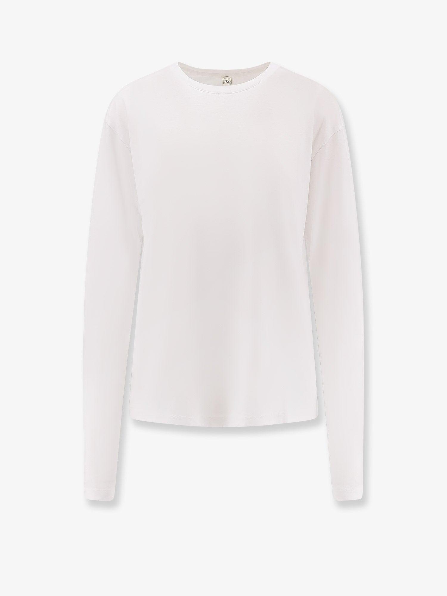 Tシャツ・カットソー TOTEME Classic Long-Sleeve lyocell and cotton T-shirt WHITE TOTEME Classic Long-Sleeve Lyocell And Cotton T-Shirt in