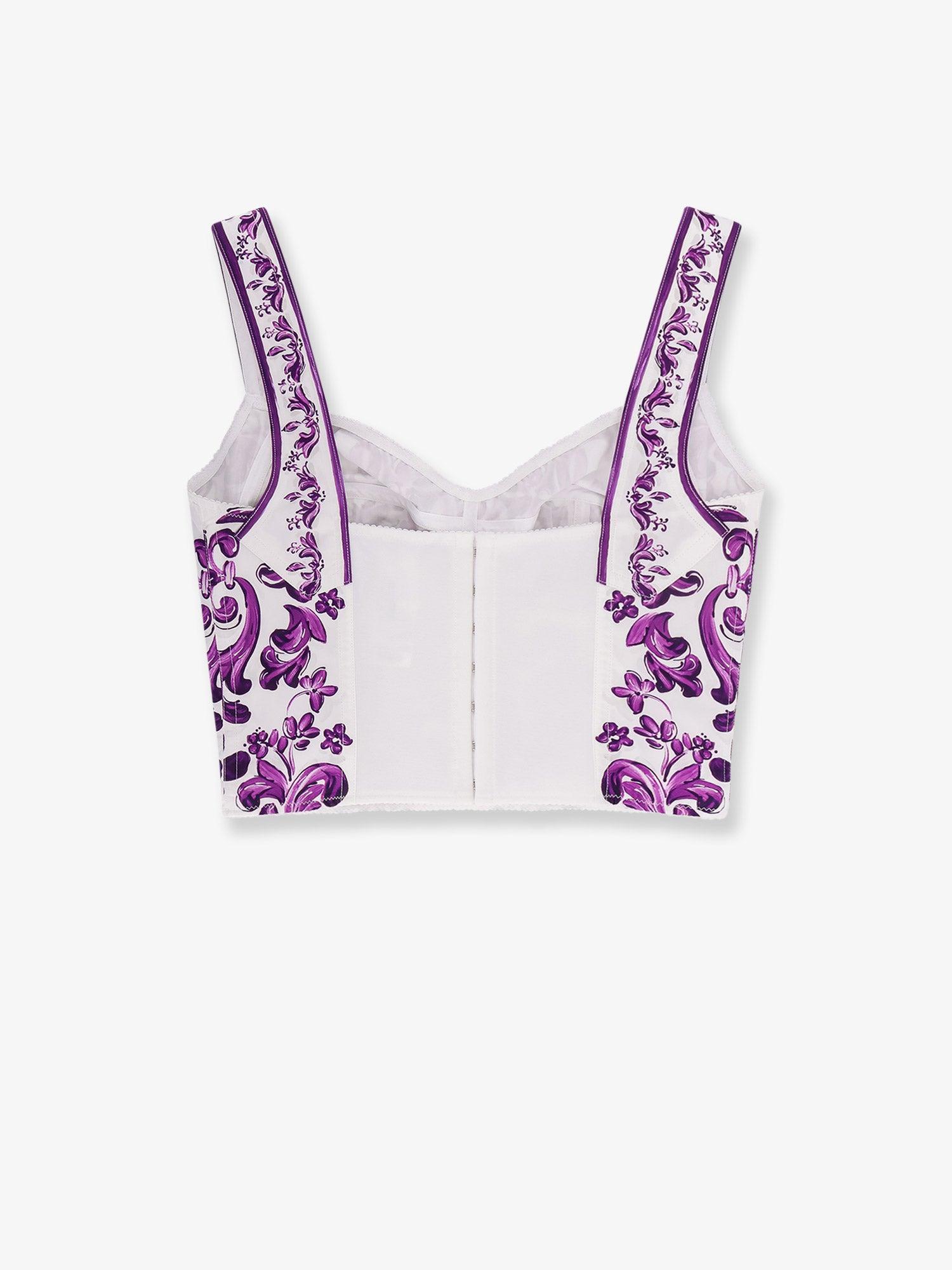 Tシャツ・カットソー Cotton blend bustier top with Maiolica print Dolce&Gabbana Majolica cotton-blend poplin bustier Dolce