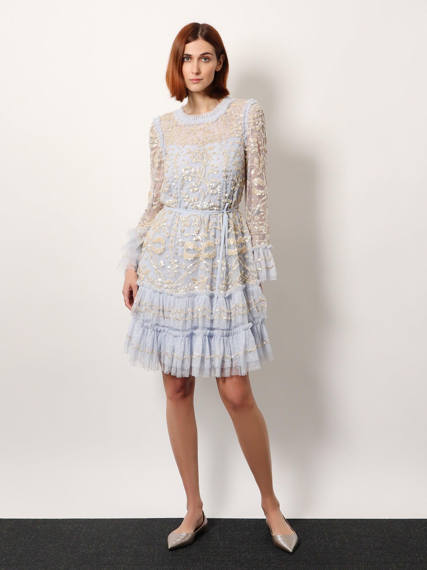 ワンピース NEEDLE & THREAD Mini dress with sequins embroidery Blu Needle & Thread Mini and short dresses for Women | Online