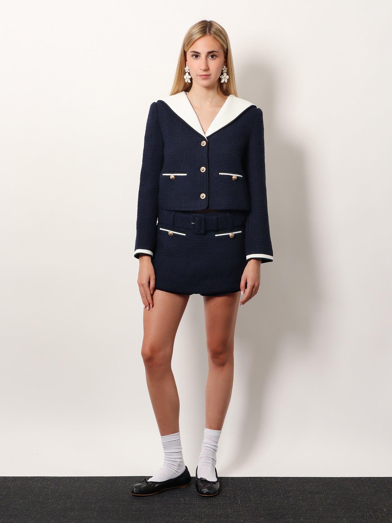 Self-Portrait Self Portrait Boucle Miniskirt With Shorts in