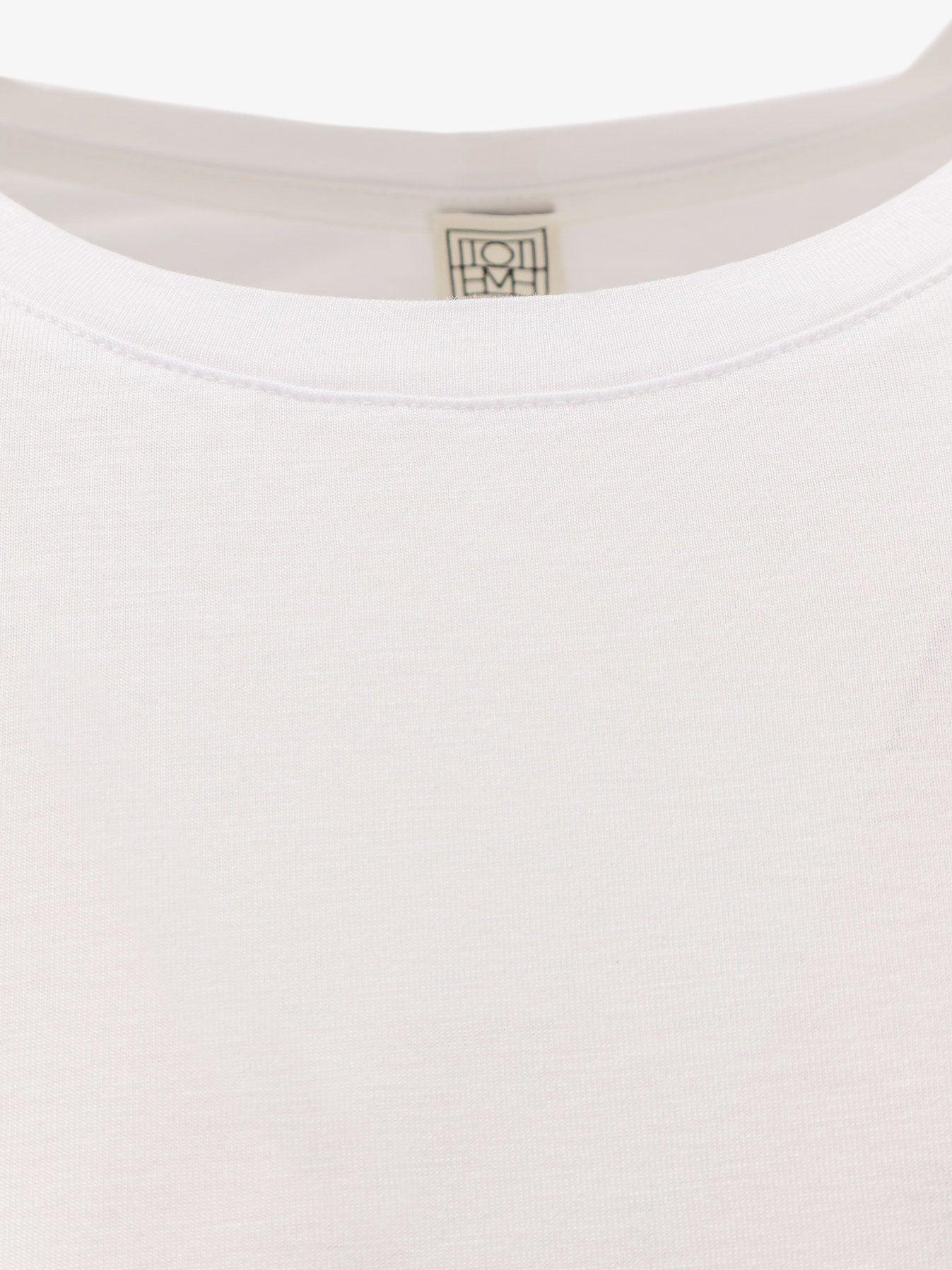 Tシャツ・カットソー TOTEME Classic Long-Sleeve lyocell and cotton T-shirt WHITE TOTEME Classic Long-Sleeve Lyocell And Cotton T-Shirt in