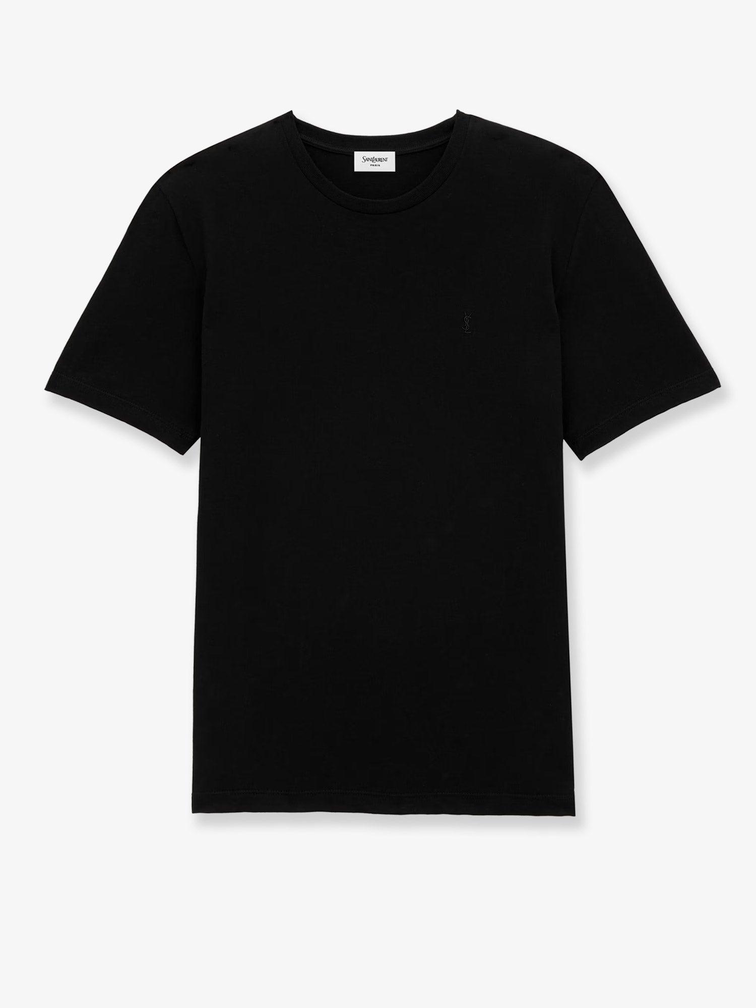 Tシャツ・カットソー Saint Laurent Wool T-Shirt Saint Laurent Black Logo Embroidered T-Shirt – Zoo Fashions