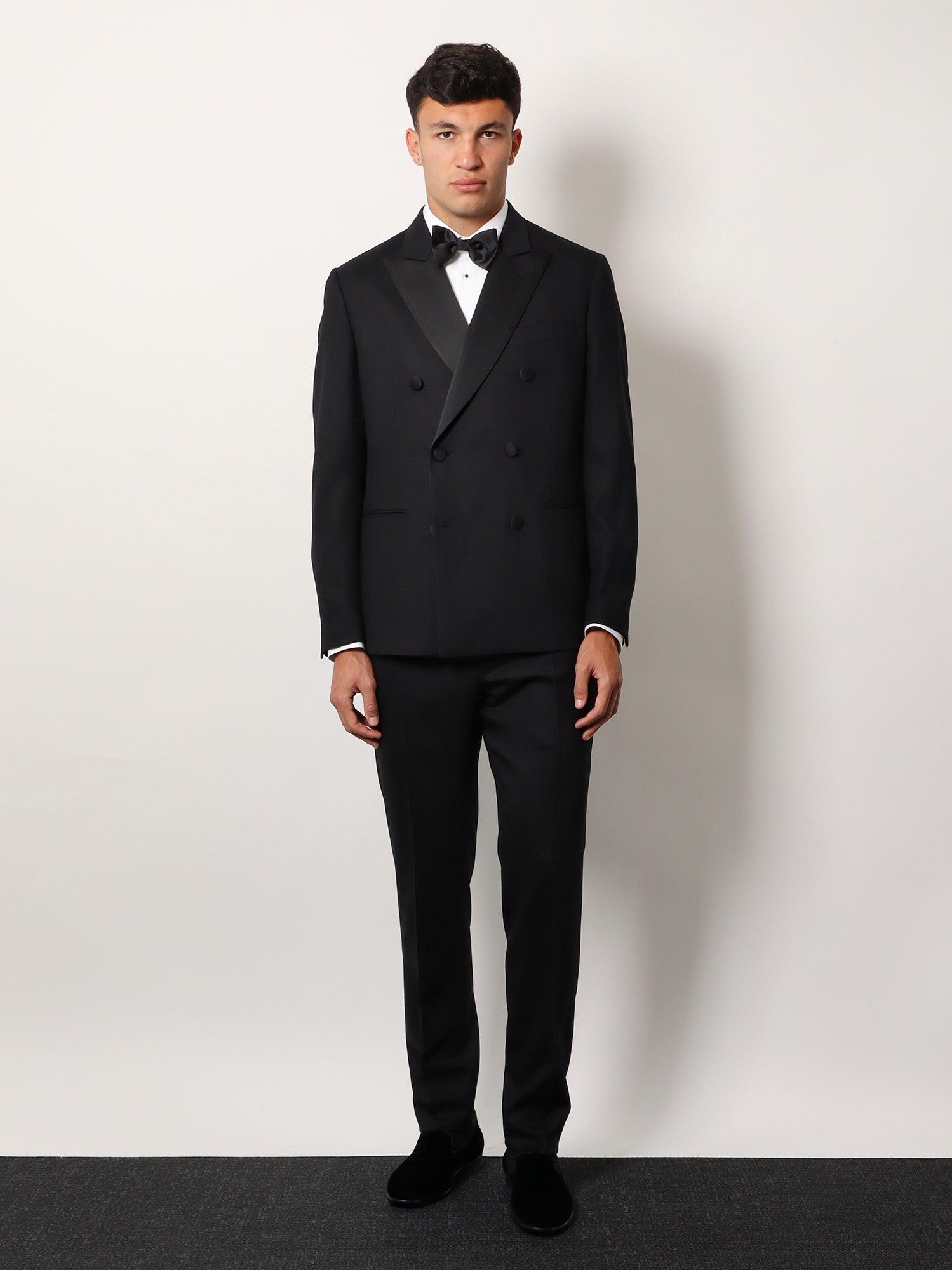 LARDINI Virgin wool tuxedo with satin lapel ジャケット Lardini Virgin Wool Tuxedo With Satin Lapel in Blue for Men