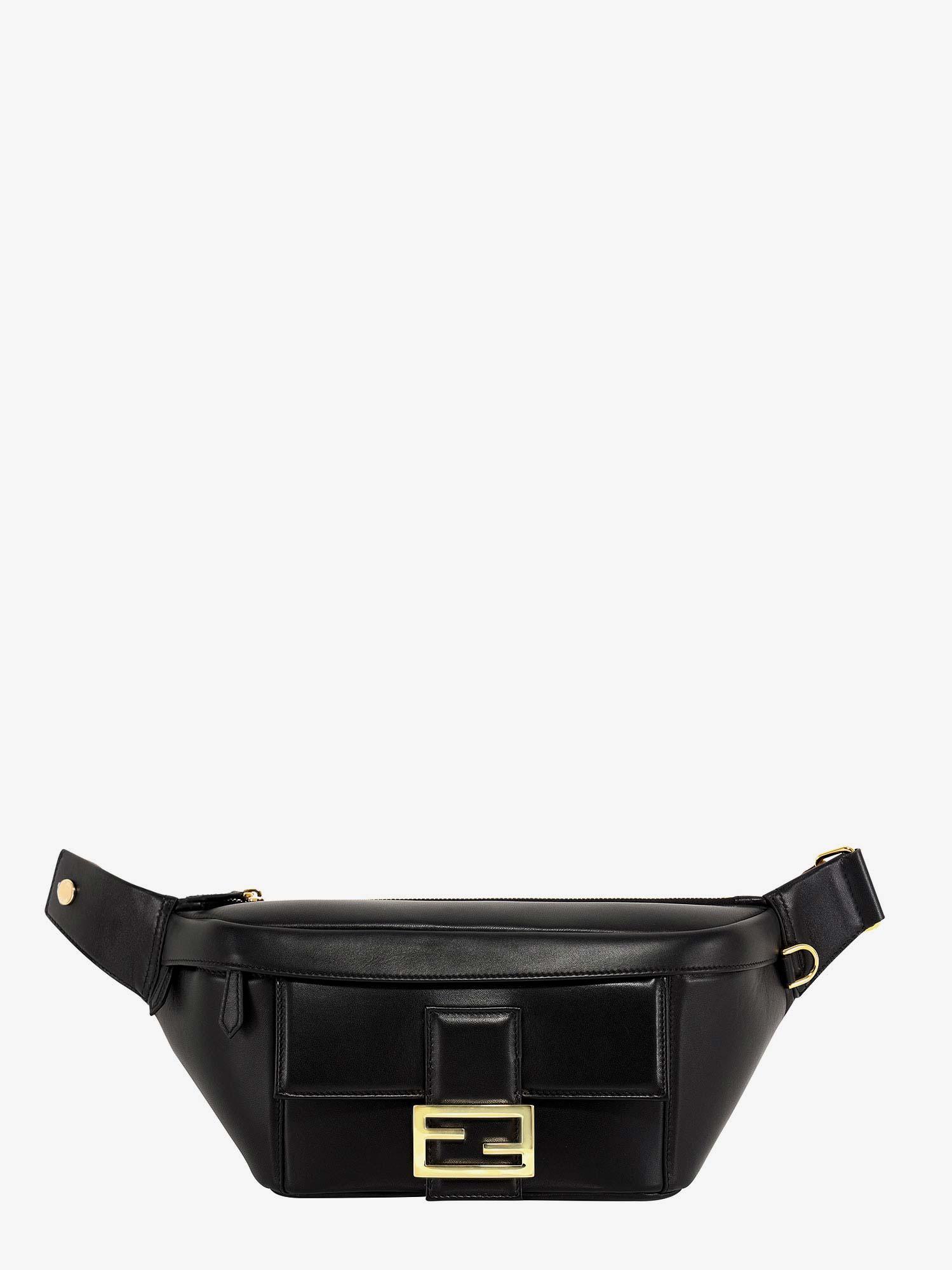 Fendi Leather Belt Bag With Logo in Black | Lyst