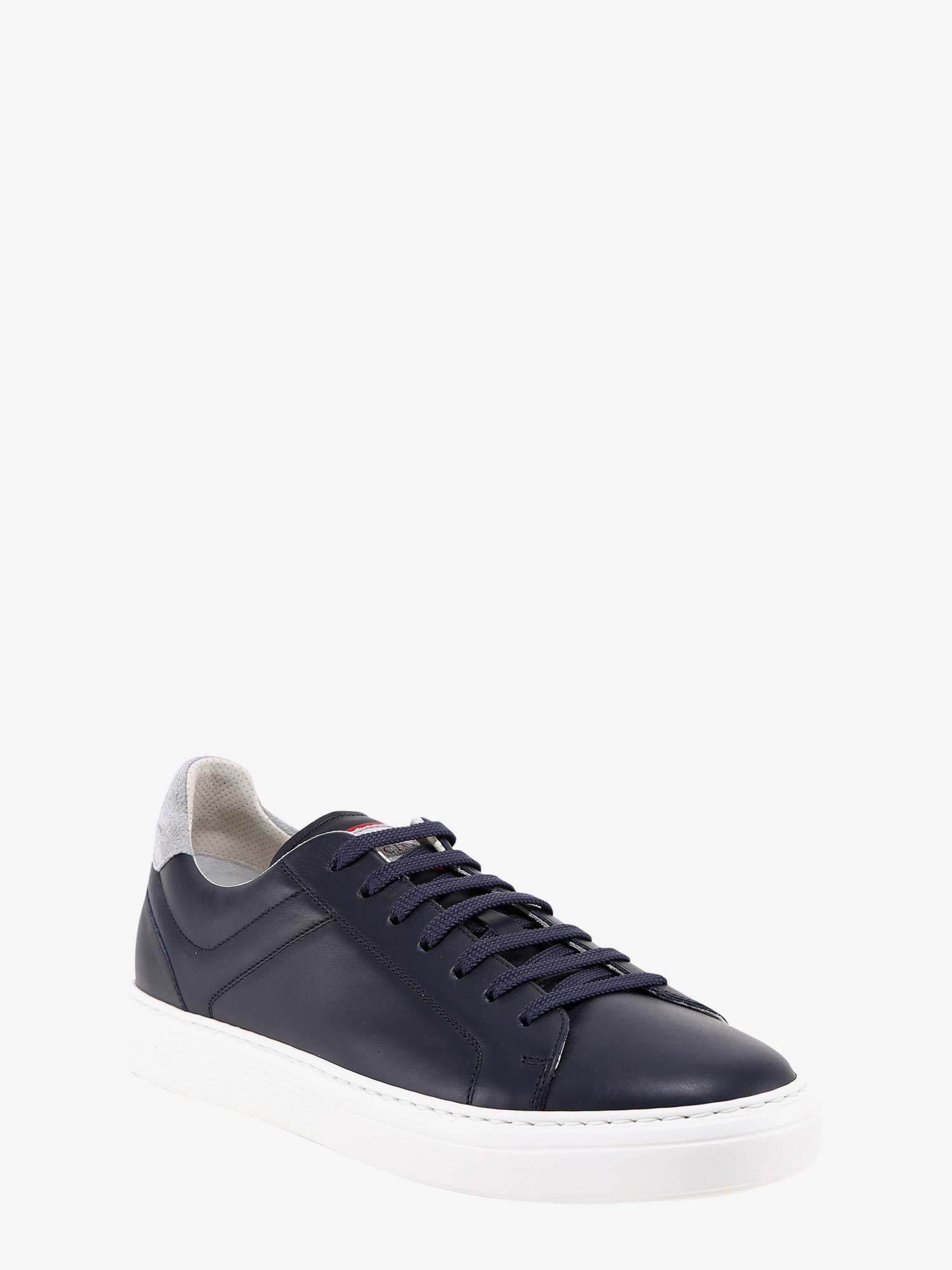 Brunello Cucinelli Leather Sneakers in Blue for Men - Lyst