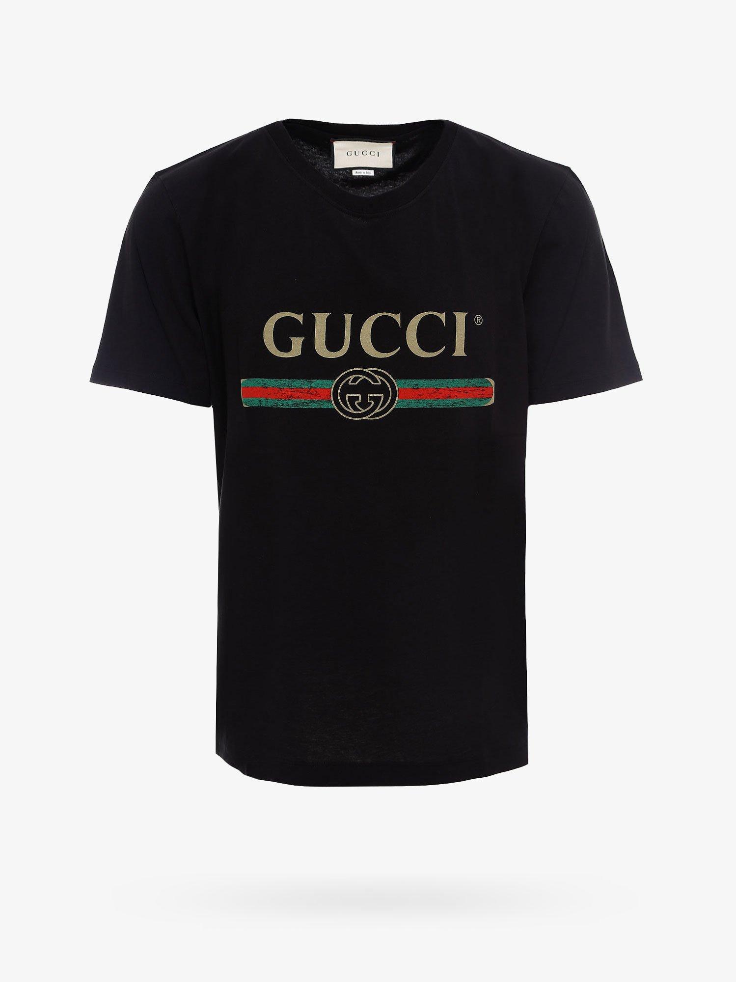 Gucci Cotton Distressed Fake Logo T Shirt in Black for Men - Save 25% - Lyst