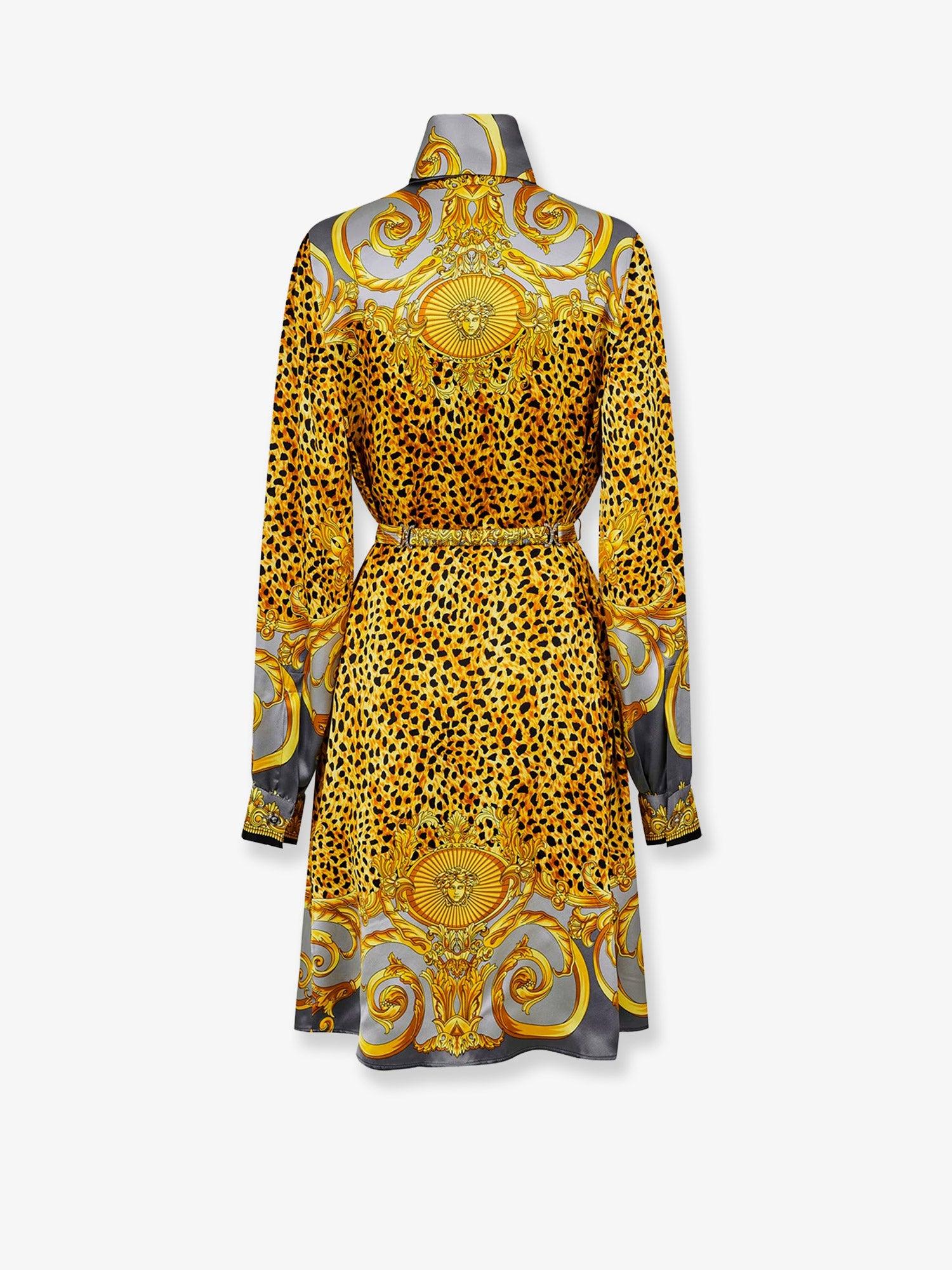 oversized versace shirt dress Printed Silk Twill Mini Shirt Dress Black,Print
