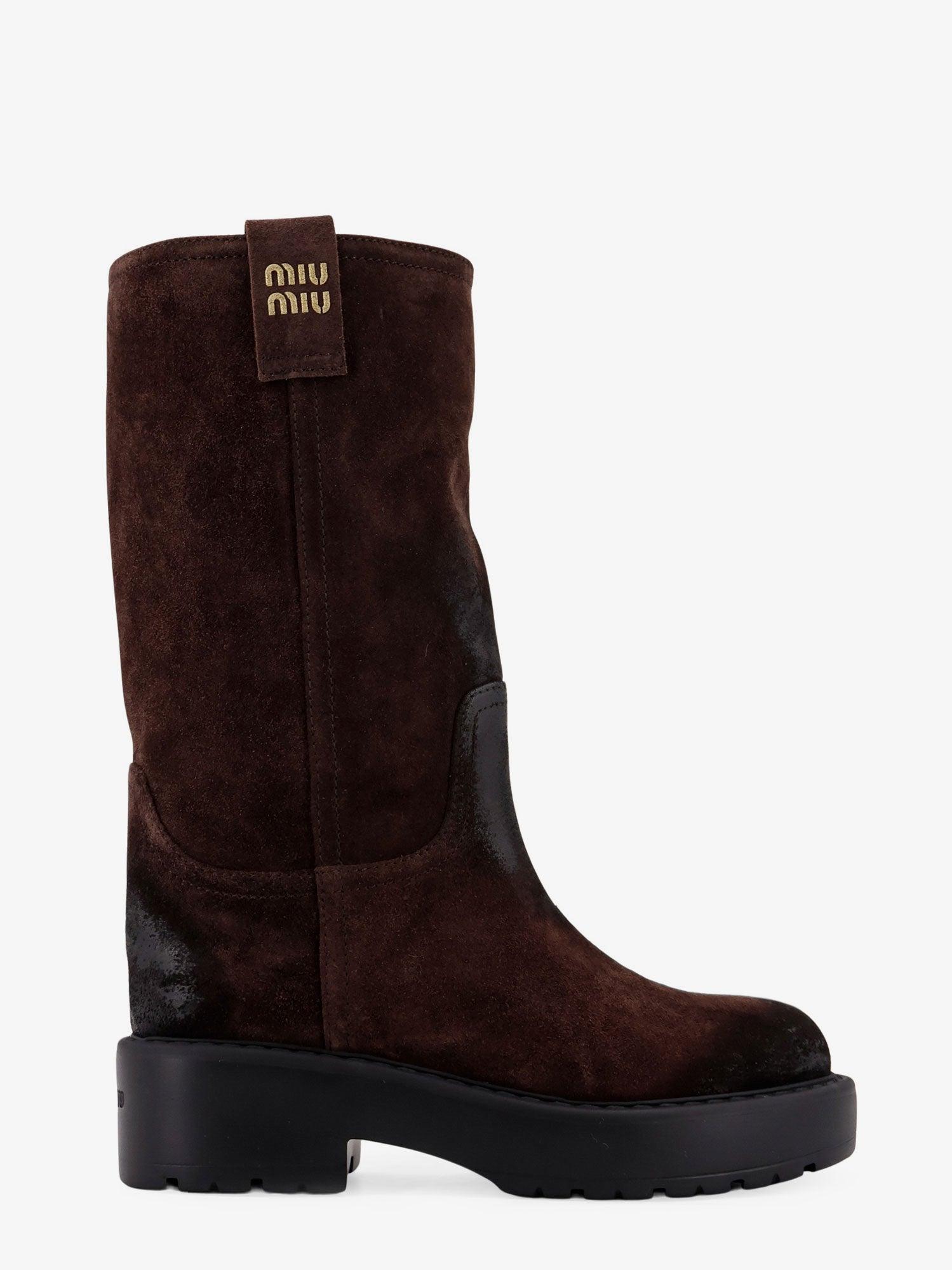 ロングブーツ MIU MIU Beige Suede Boots 47193193-1_2.jpg