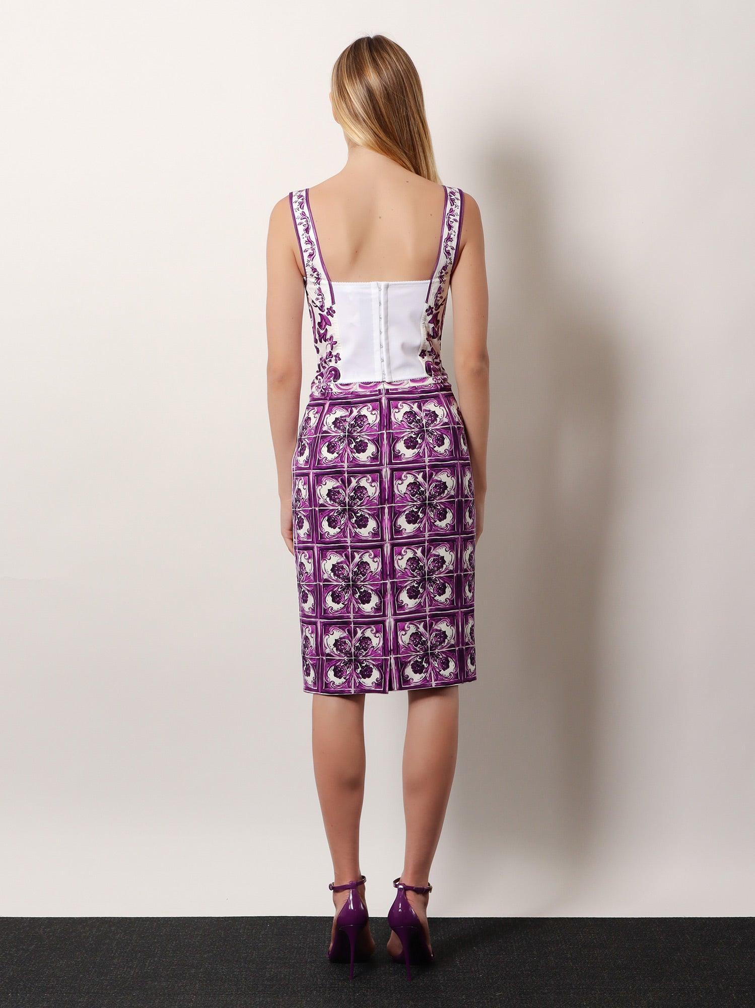 Tシャツ・カットソー Cotton blend bustier top with Maiolica print Dolce&Gabbana Majolica cotton-blend poplin bustier Dolce