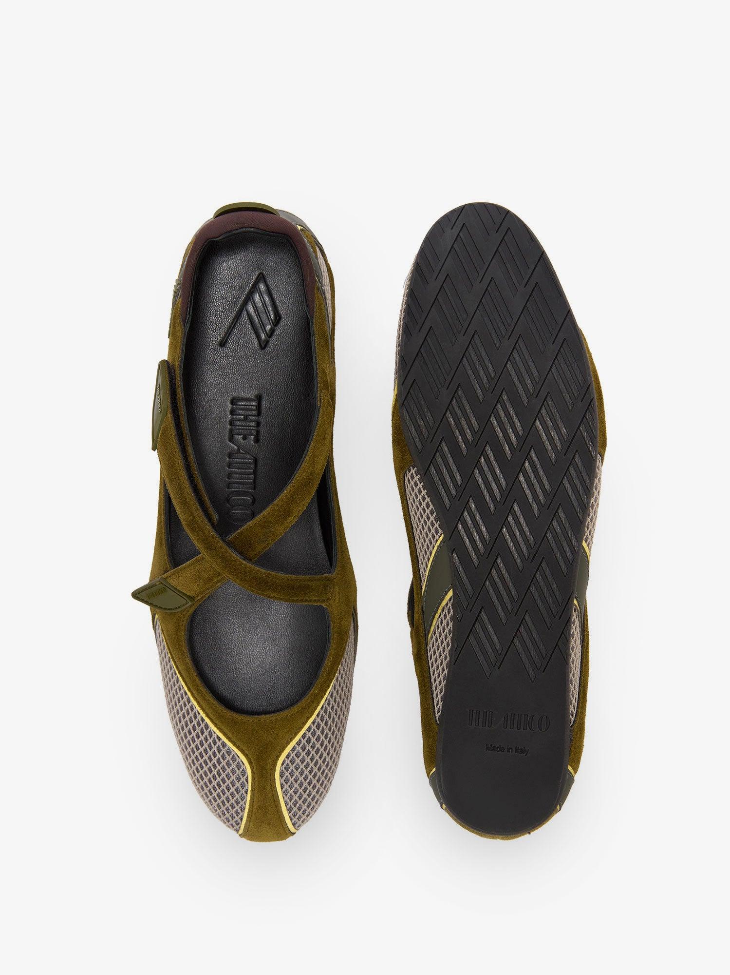 The Attico Floor 01 Mesh And Suede Ballerinas Flat in Green