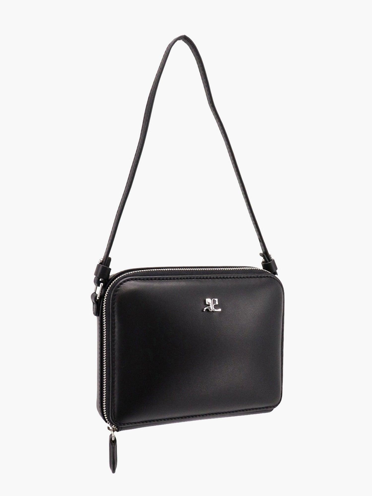 Loop Leather Shoulder Bag in Black - Courreges