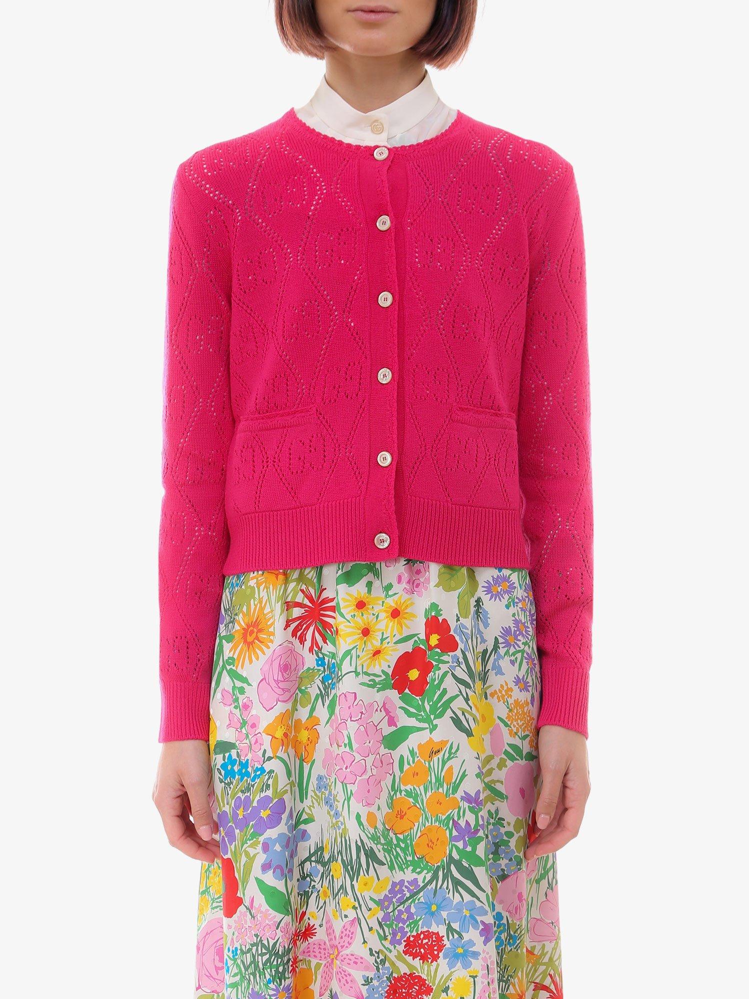 Gucci Wool Cardigan in Pink Lyst