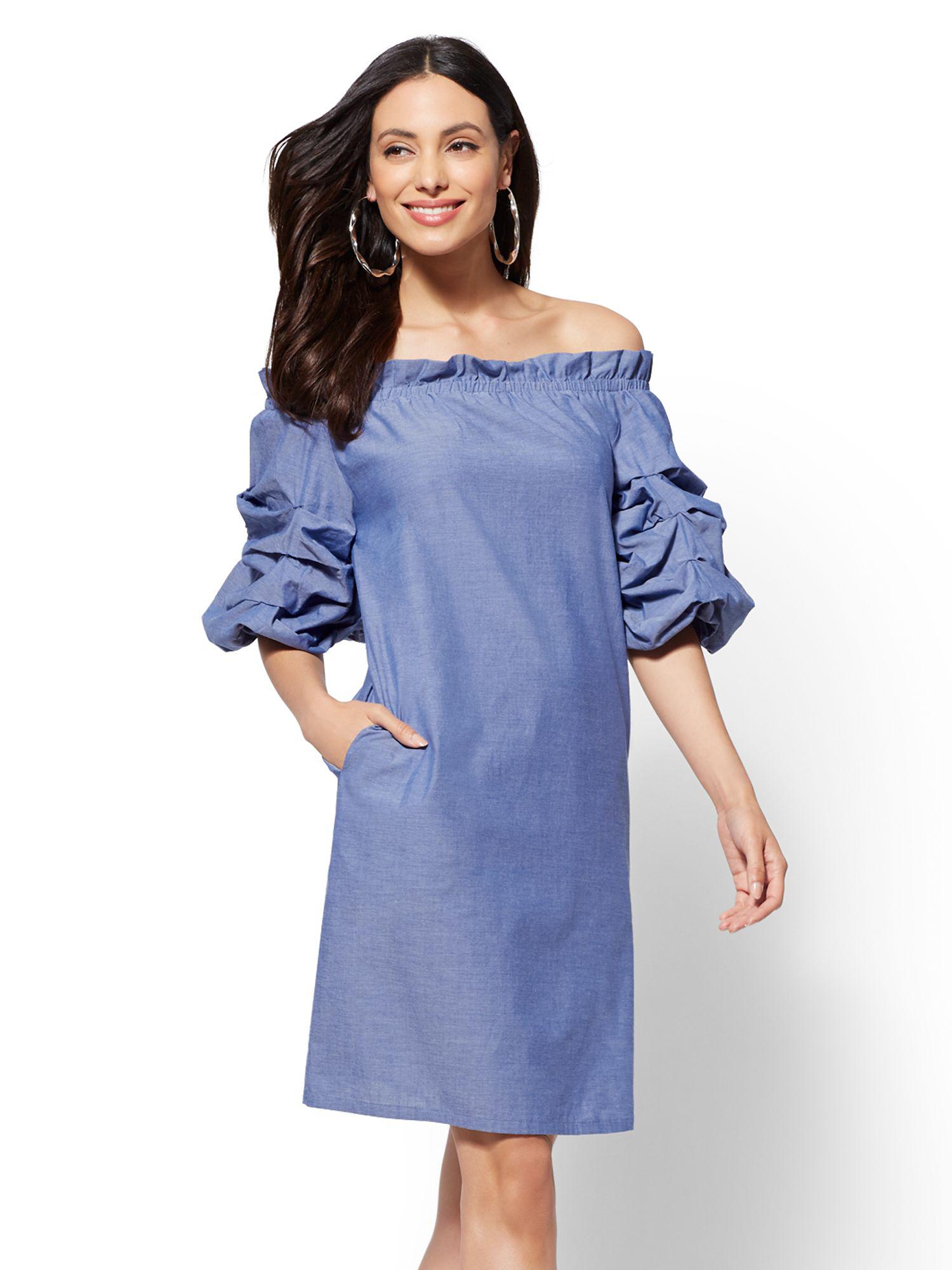 off the shoulder shift dress