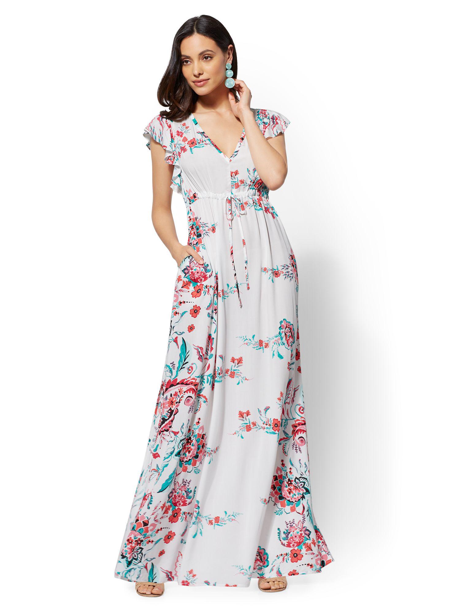 petite floral long dresses
